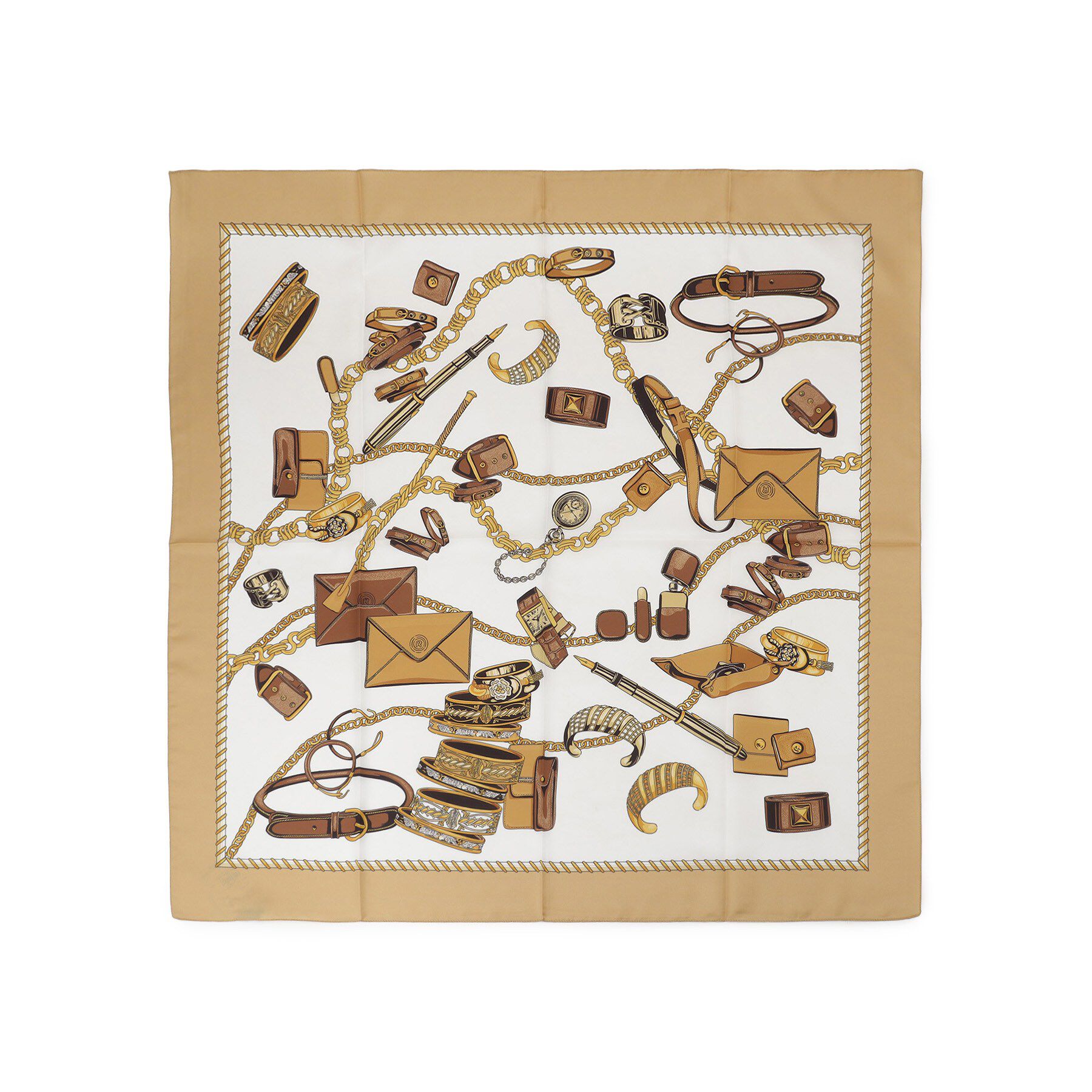 COUP DE CHANCE「【ベルトチェーン柄/アクセチェーン柄】スカーフ」|バンダナ・スカーフ|グレージュ(350)