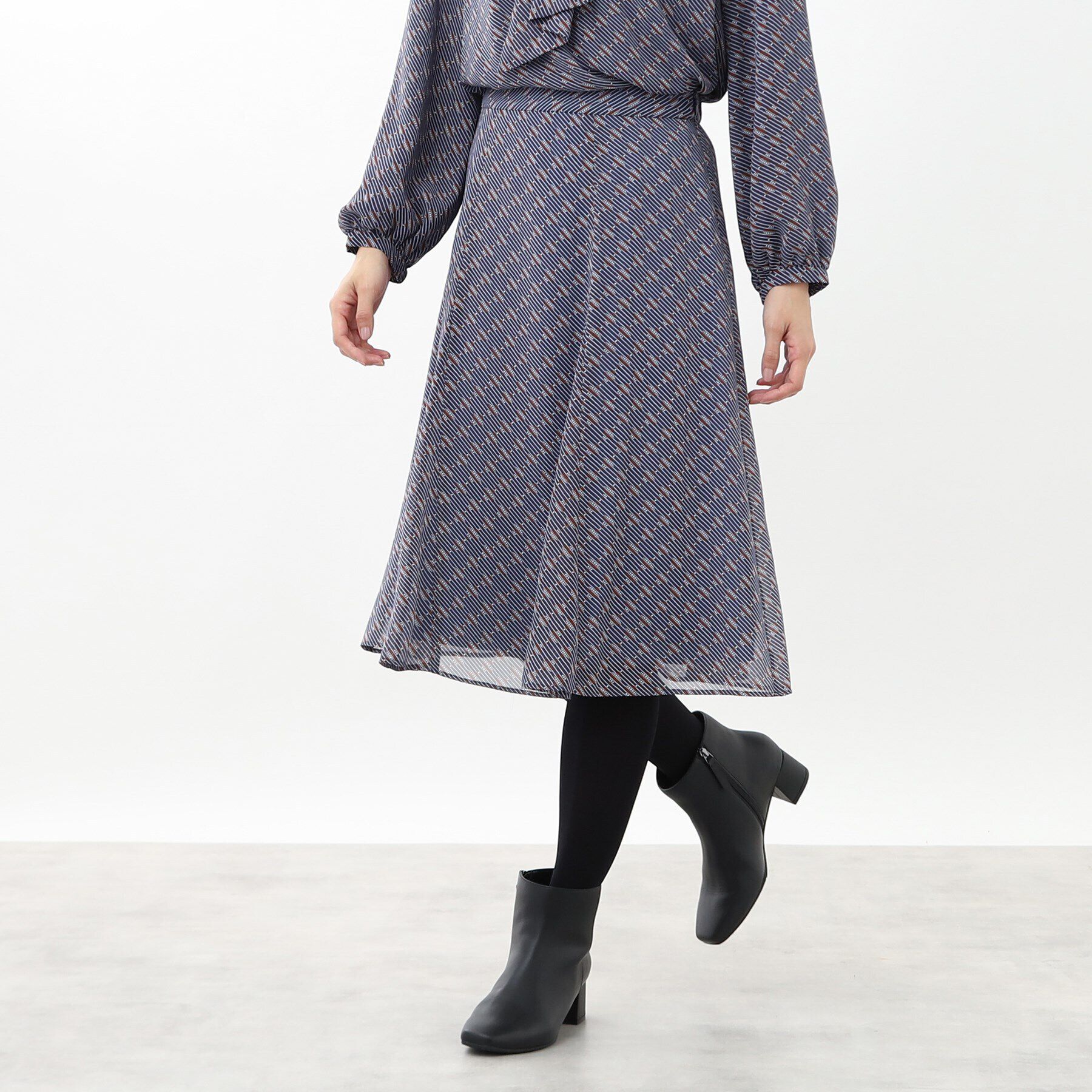 Reflect「【マシンウォッシュ可／セットアップ可能】ヴィンテージプリントフレアスカート」|スカート|