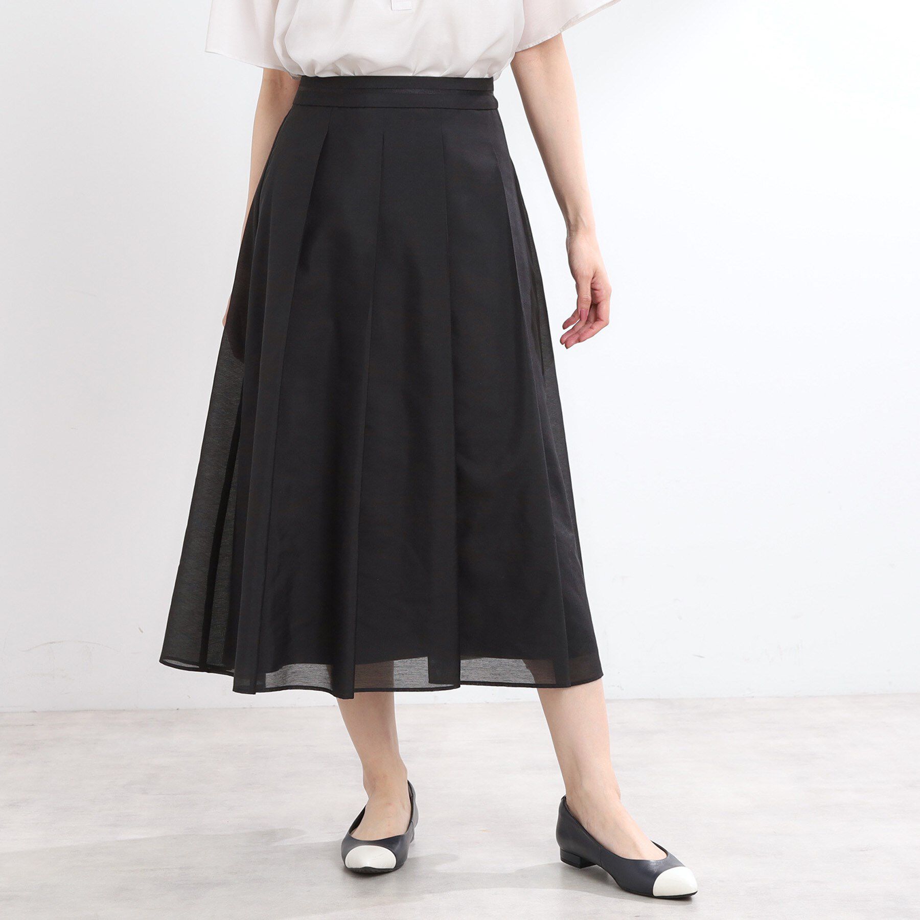 Reflect「【マシンウォッシュ可／セットアップ可】シアーボックスタックプリーツスカート」|スカート|ブラック(019)