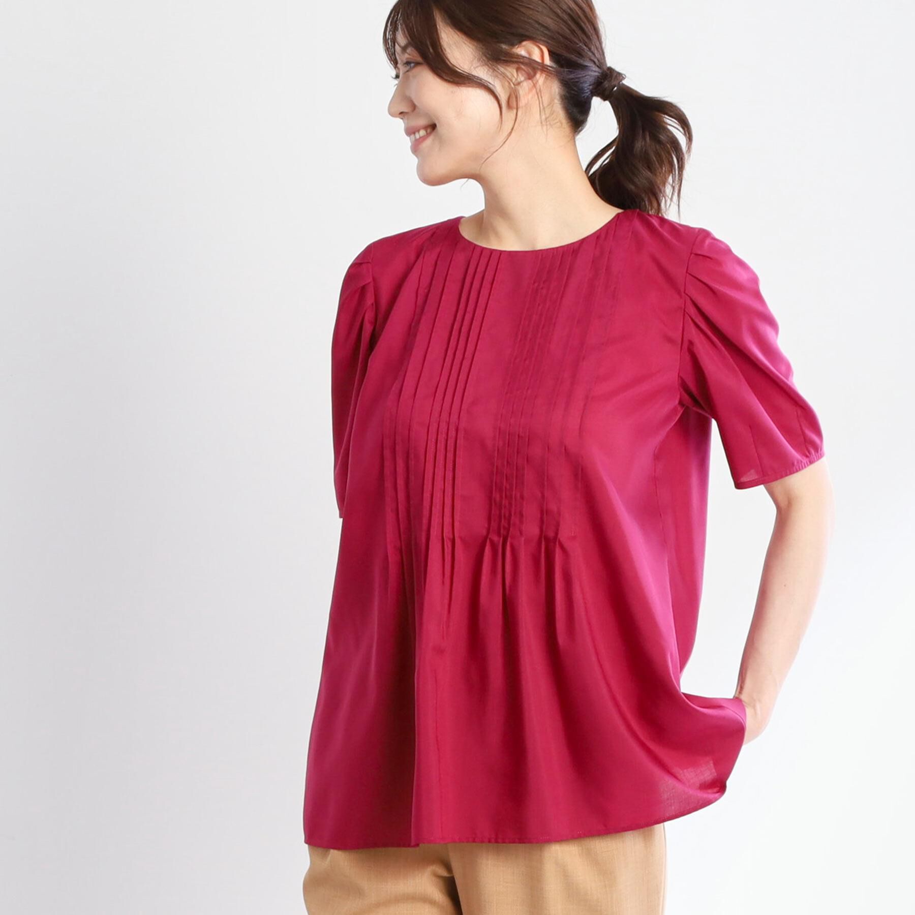 Reflect「【すっきり見え！長め丈】ピンタックデザインチュニックブラウス」|シャツ・ブラウス|