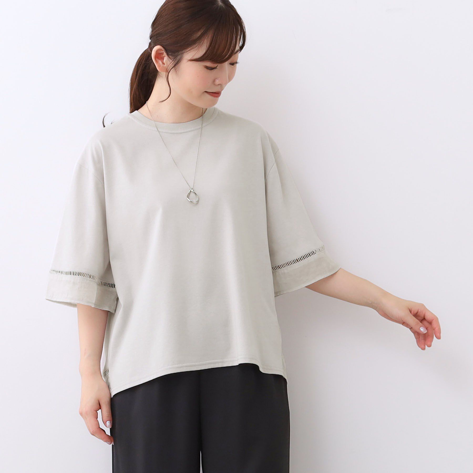 Reflect「【E‐QUALITY／体型カバー】シアー&times;レースデザインプルオーバー」|Tシャツ・カットソー|