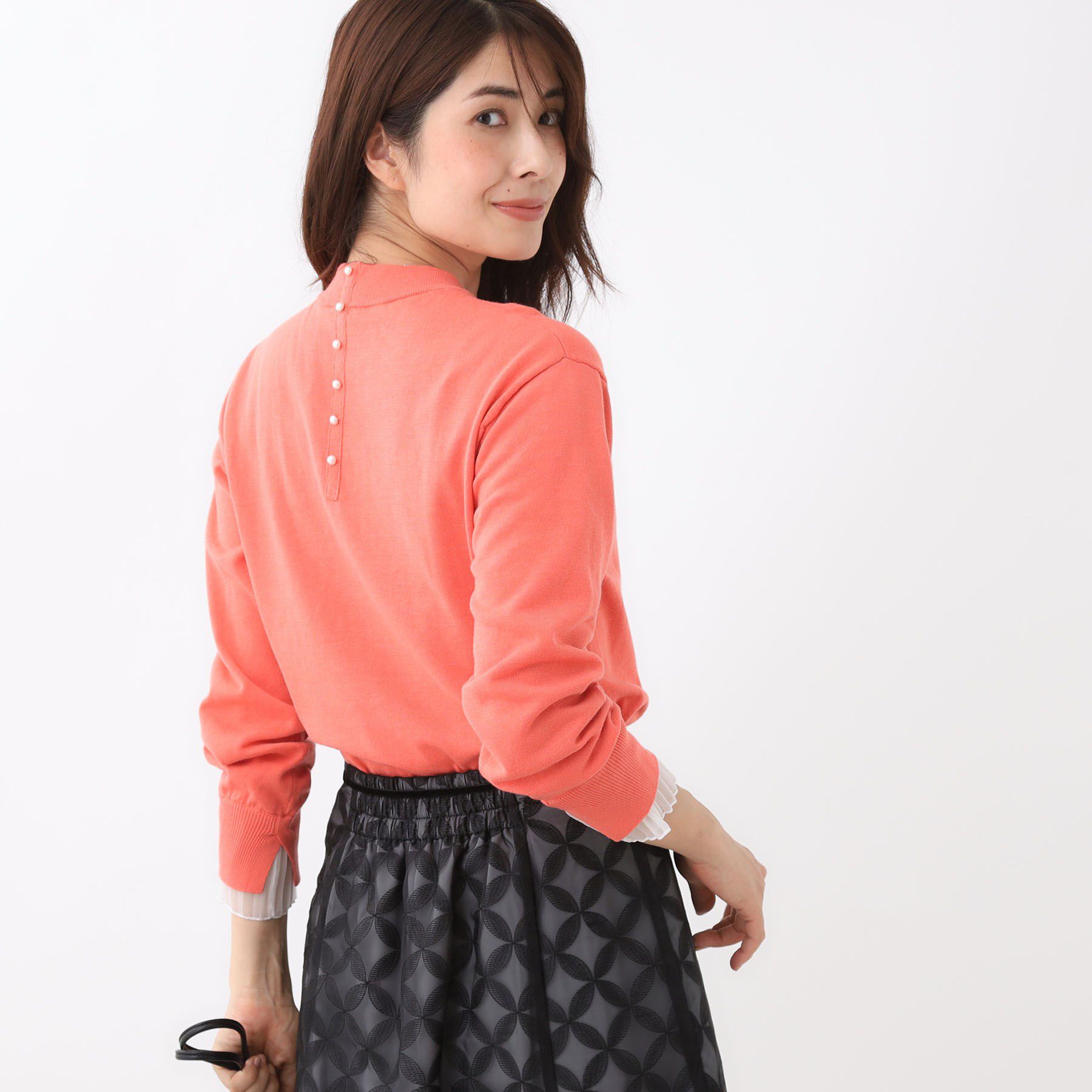 Reflect「【秋映え／重ね着風スタイルに◎】フリルプリーツスリーブニット」|ニット・セーター|