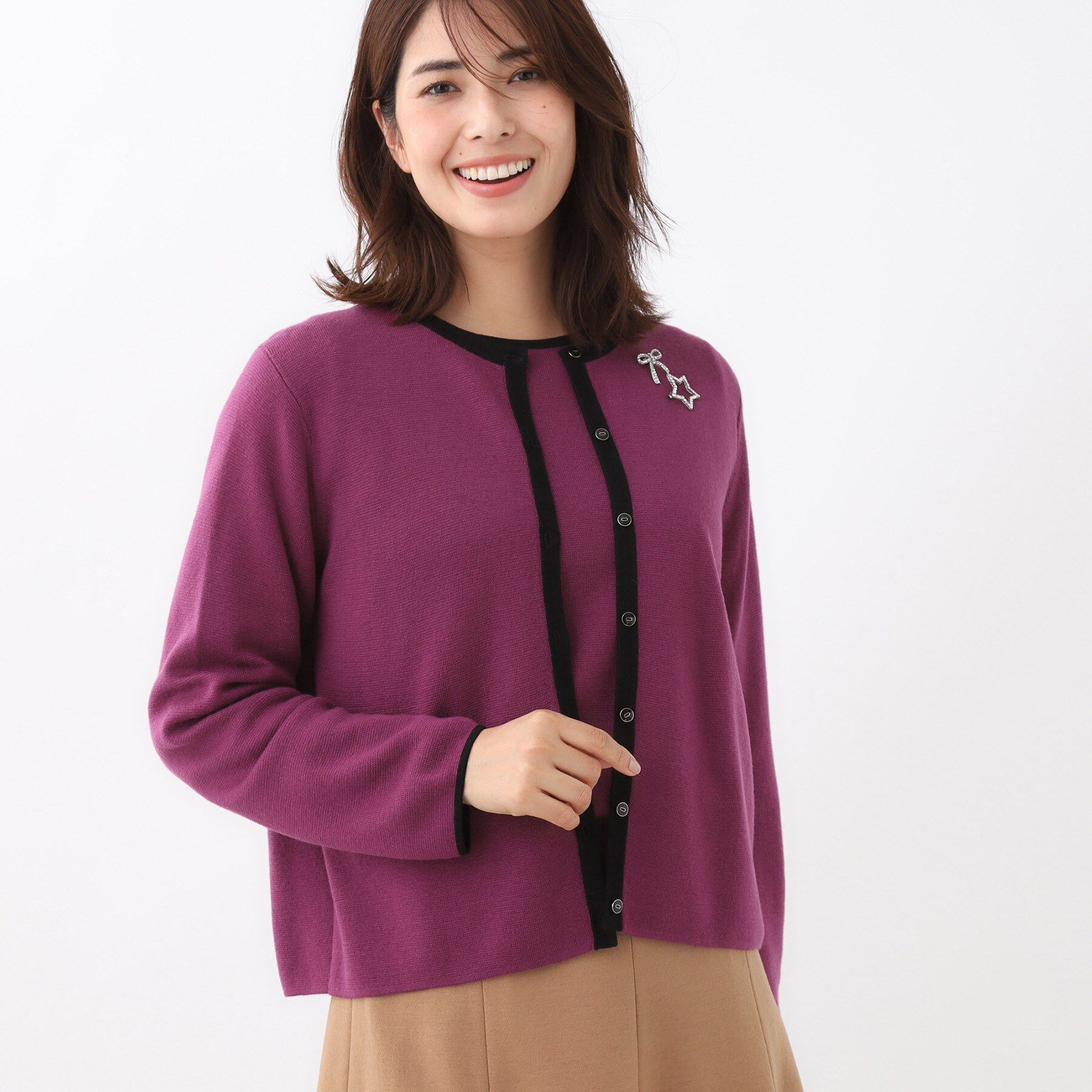 Reflect「【秋映え／単品使い◎／すっきり見え】ブローチ付きニットアンサンブル」|その他|