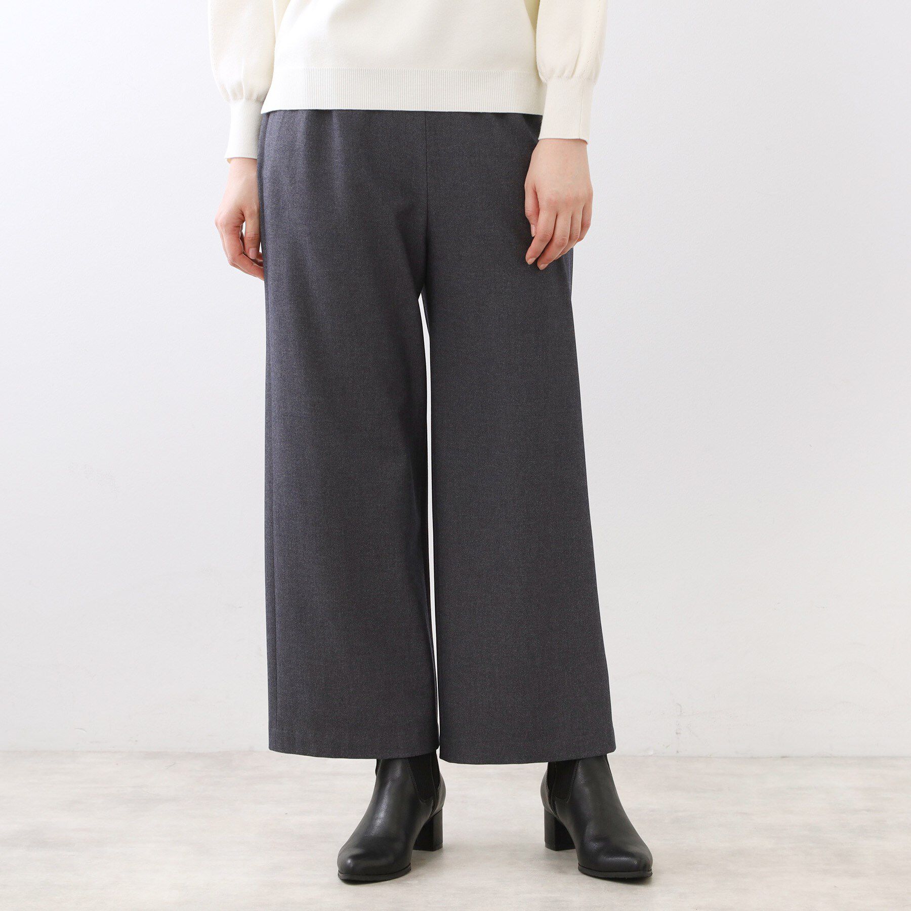 Reflect「【ウエスト総ゴム】ワイドストレートパンツ」|その他|ネイビー(094)