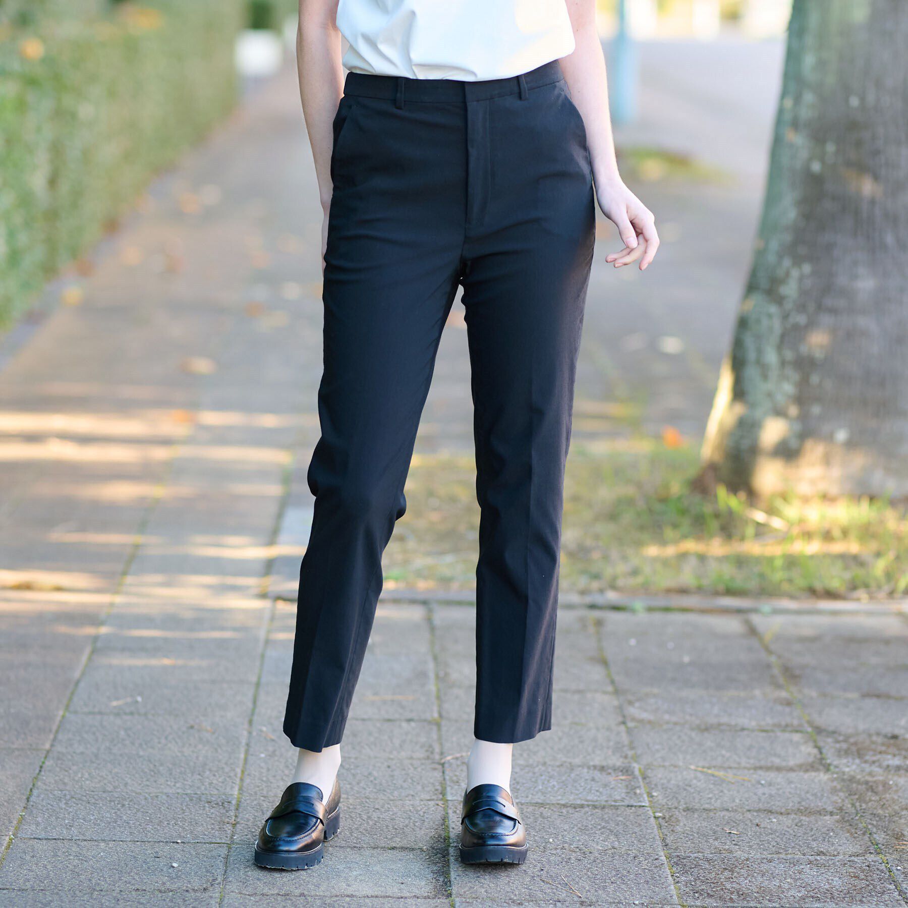 DRESSTERIOR「【洗える/接触冷感/通勤】ウォッシャブルストレッチテーパードパンツ」|その他|ブラック(019)