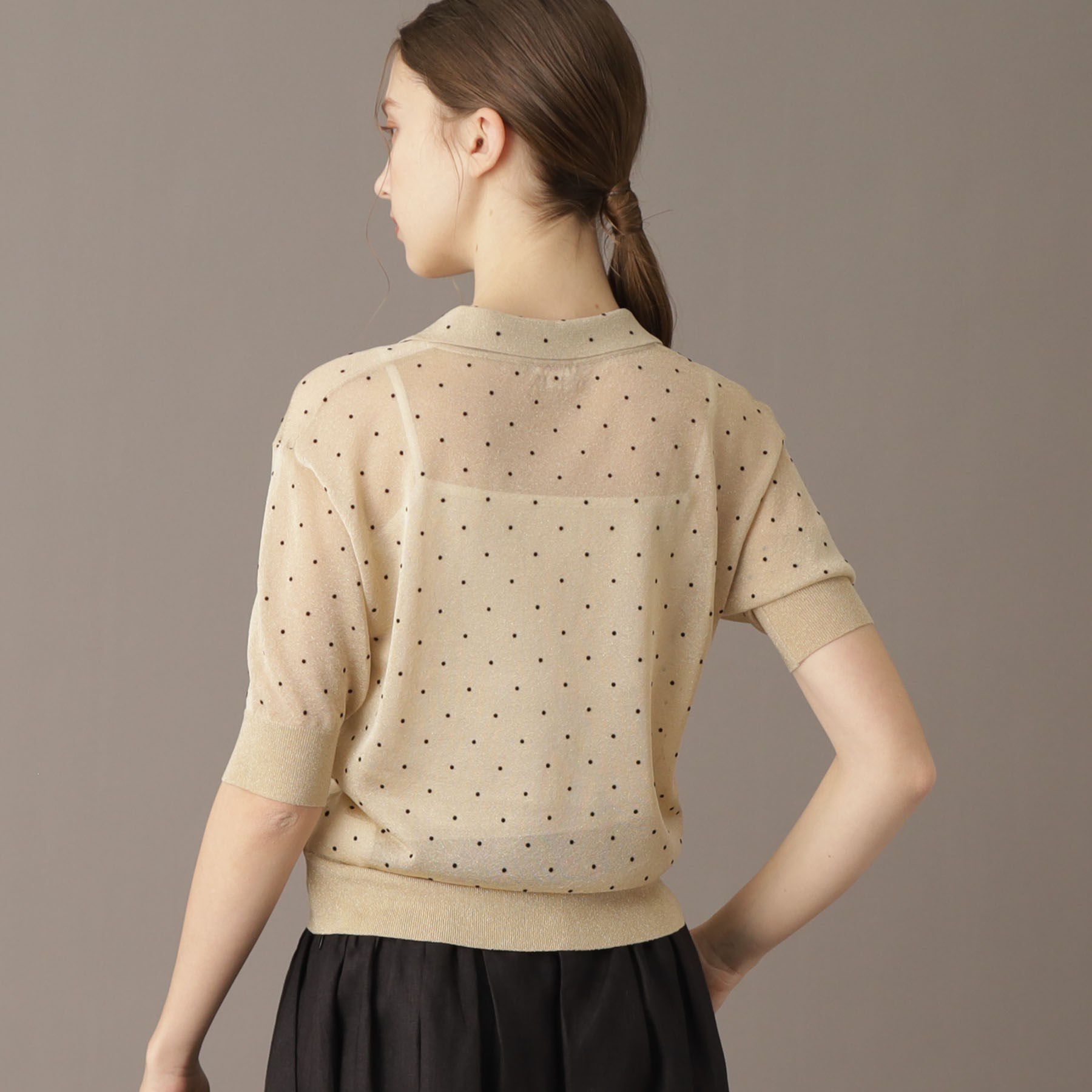 DRESSTERIOR「【大人百花春号掲載 モデル美香さん着用】ドットシアーポロニット」|ポロシャツ|