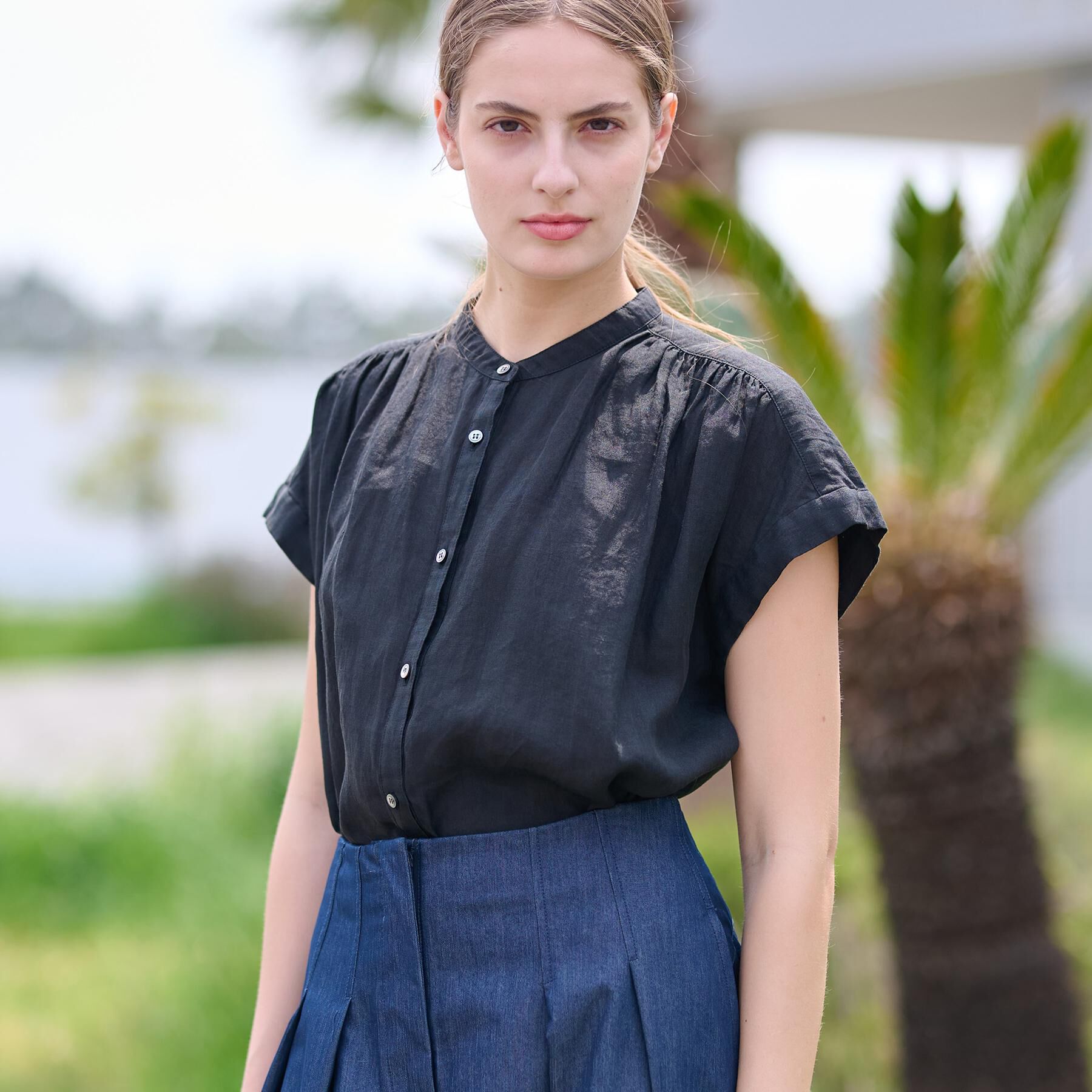 DRESSTERIOR「ガーメントダイラミーフレンチシャツ」|シャツ・ブラウス|