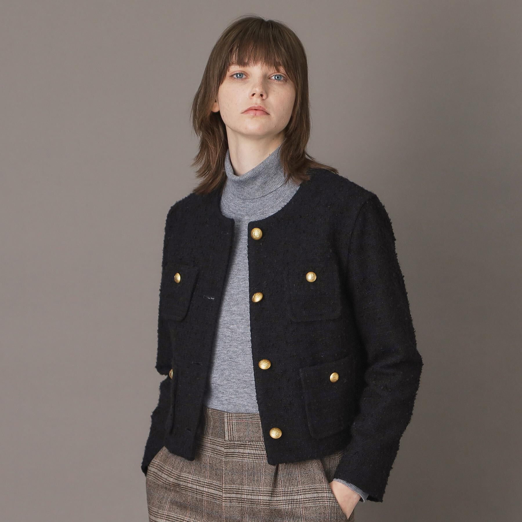 DRESSTERIOR「【セットアップ可】ツイード ノーカラージャケット」|ノーカラージャケット|