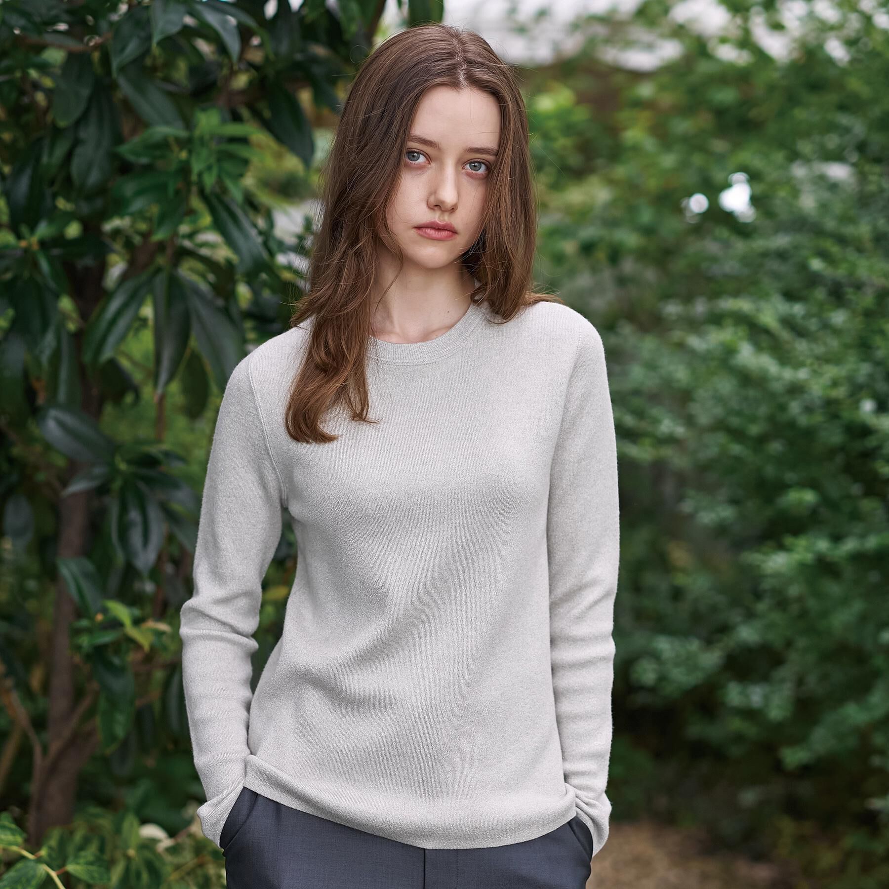 DRESSTERIOR「ラメコットンカシミヤニット」|ニット・セーター|グレージュ(050)