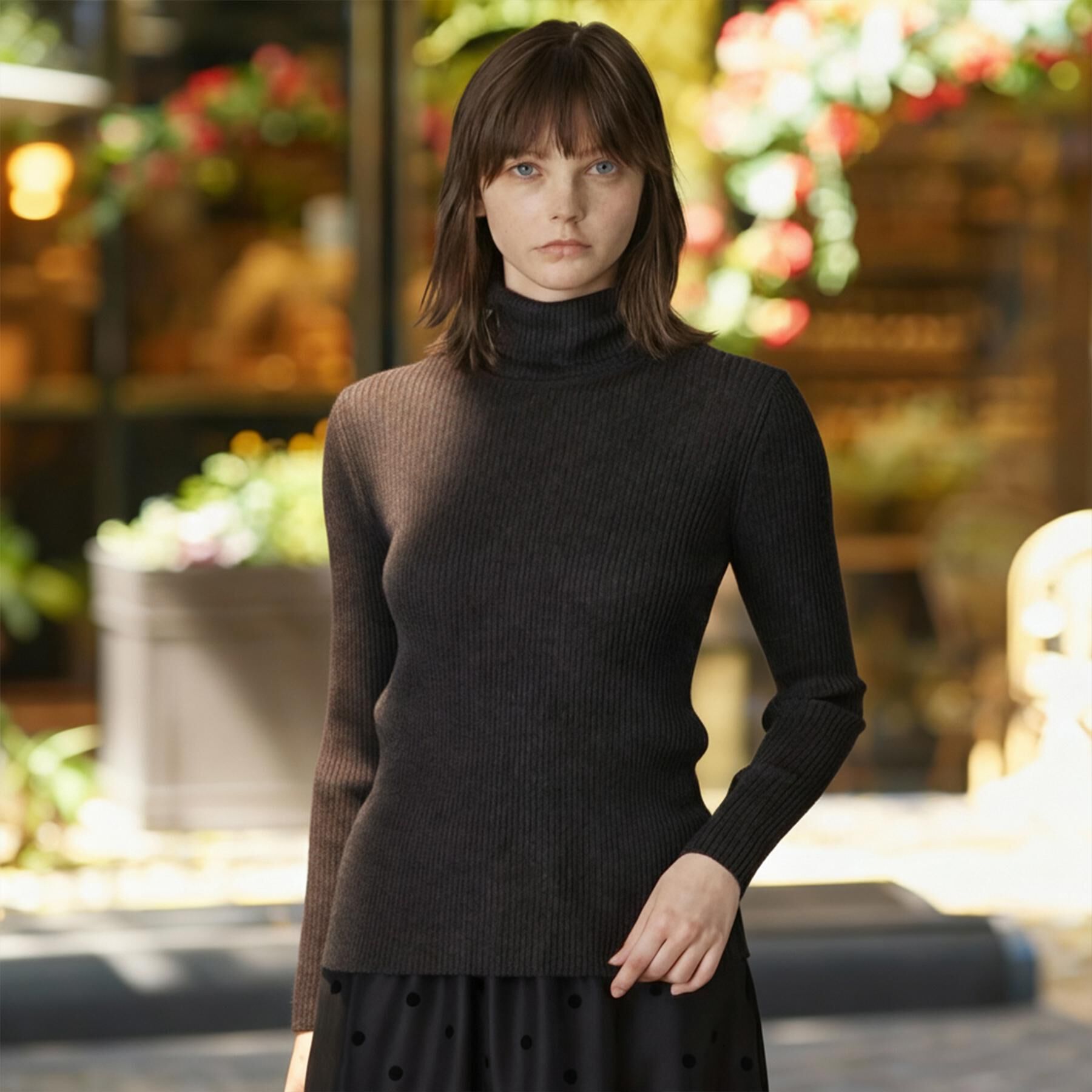 DRESSTERIOR「【CLASSY.12月号掲載】シルクブレンドメリノウールリブプルオーバー」|ニット・セーター|チャコールグレー(0