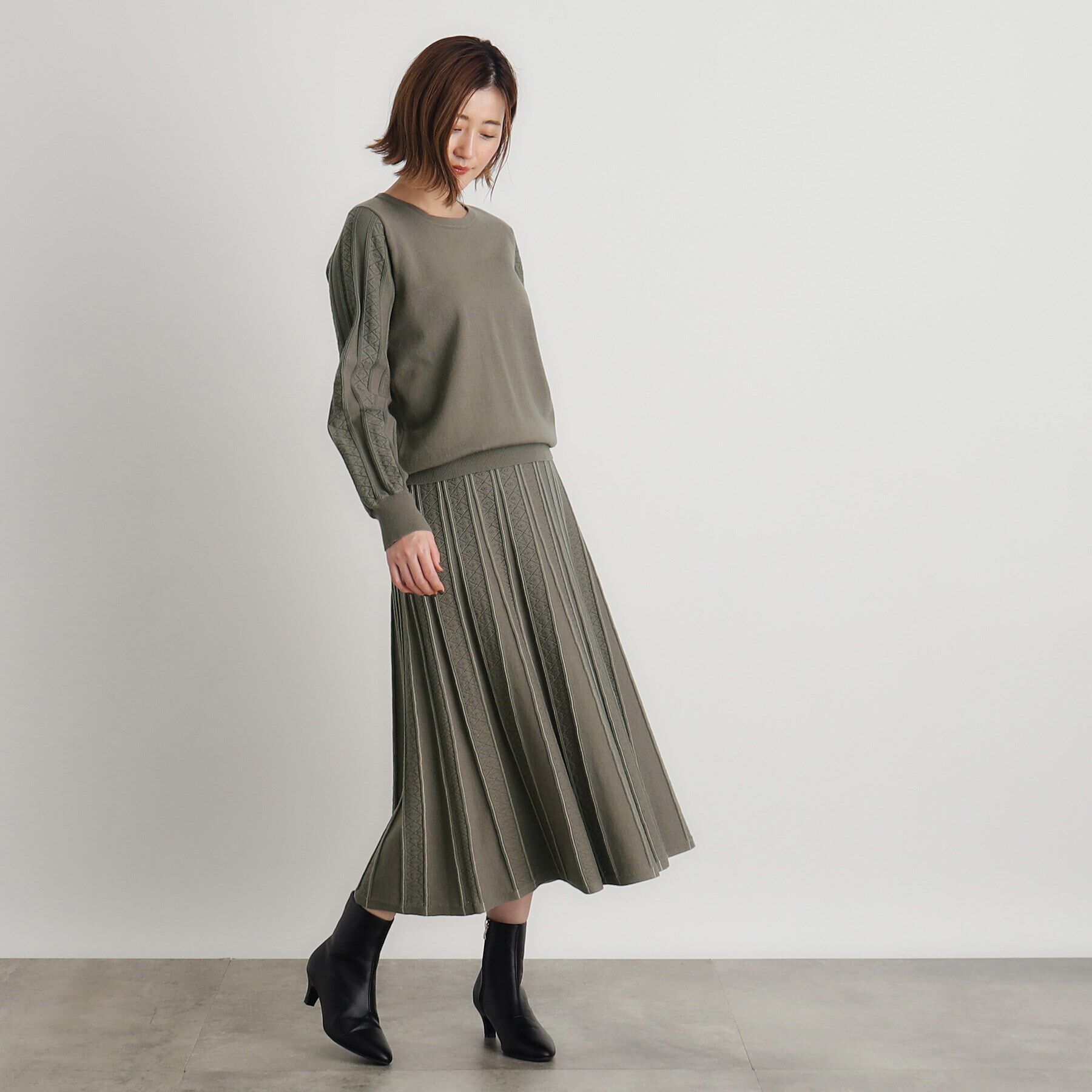 grove「SET UP対応 透かし編み柄ニットスカート」|スカート|