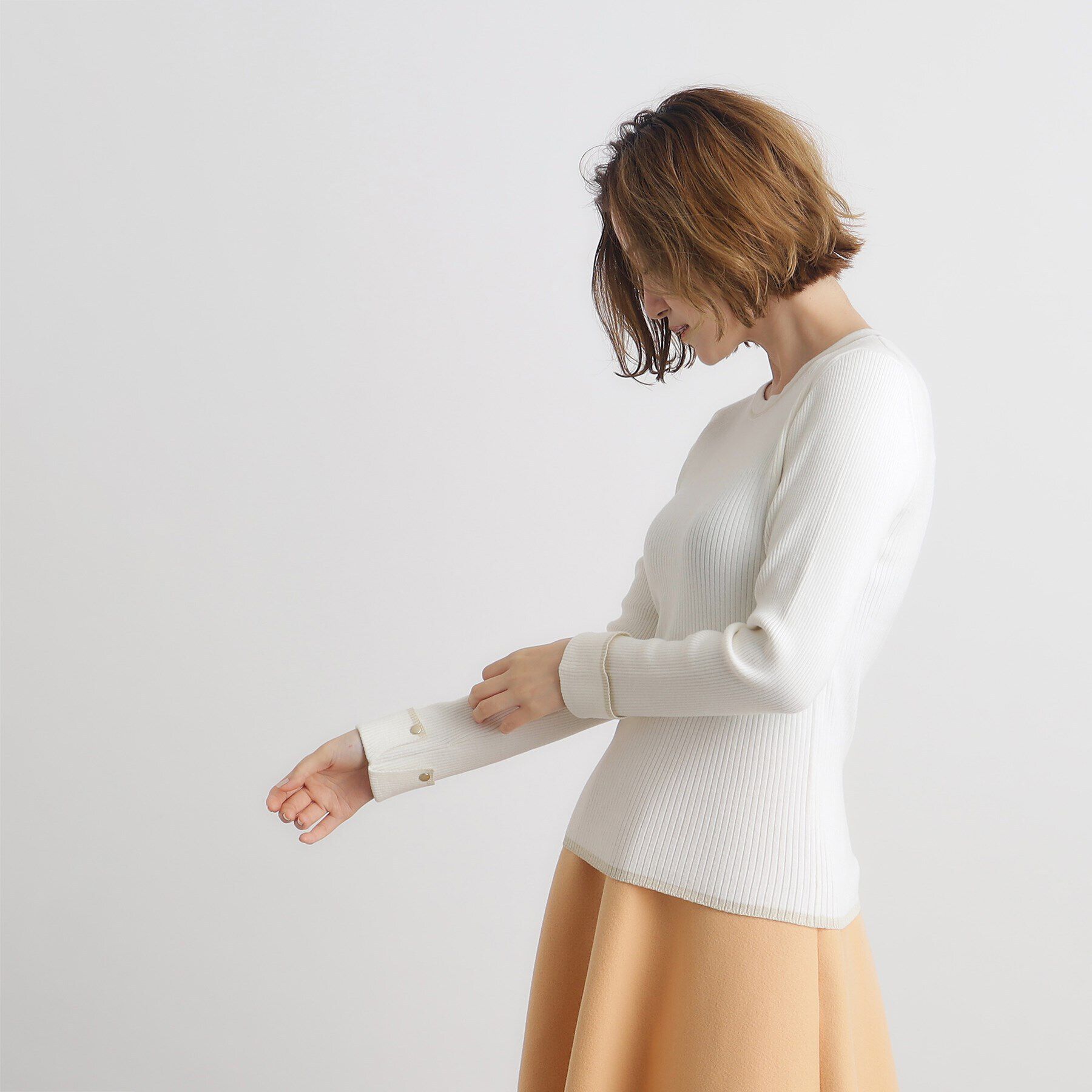 grove「ラメライン折り返しカフス袖ニットプルオーバー」|ニット・セーター|