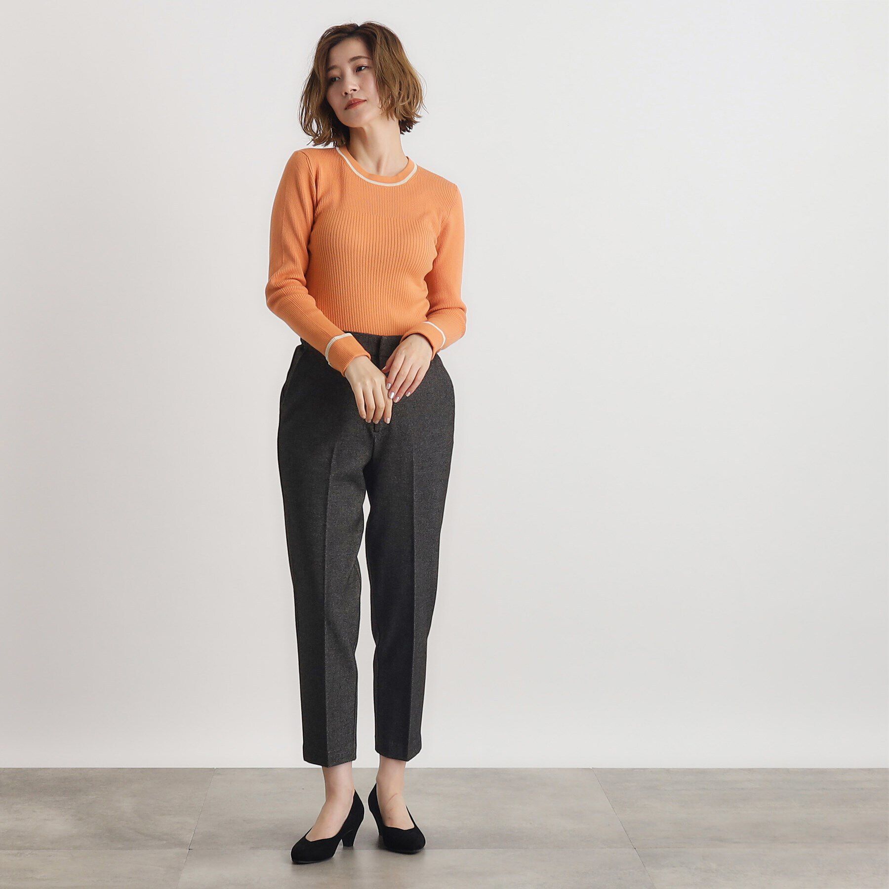 grove「ラメライン折り返しカフス袖ニットプルオーバー」|ニット・セーター|