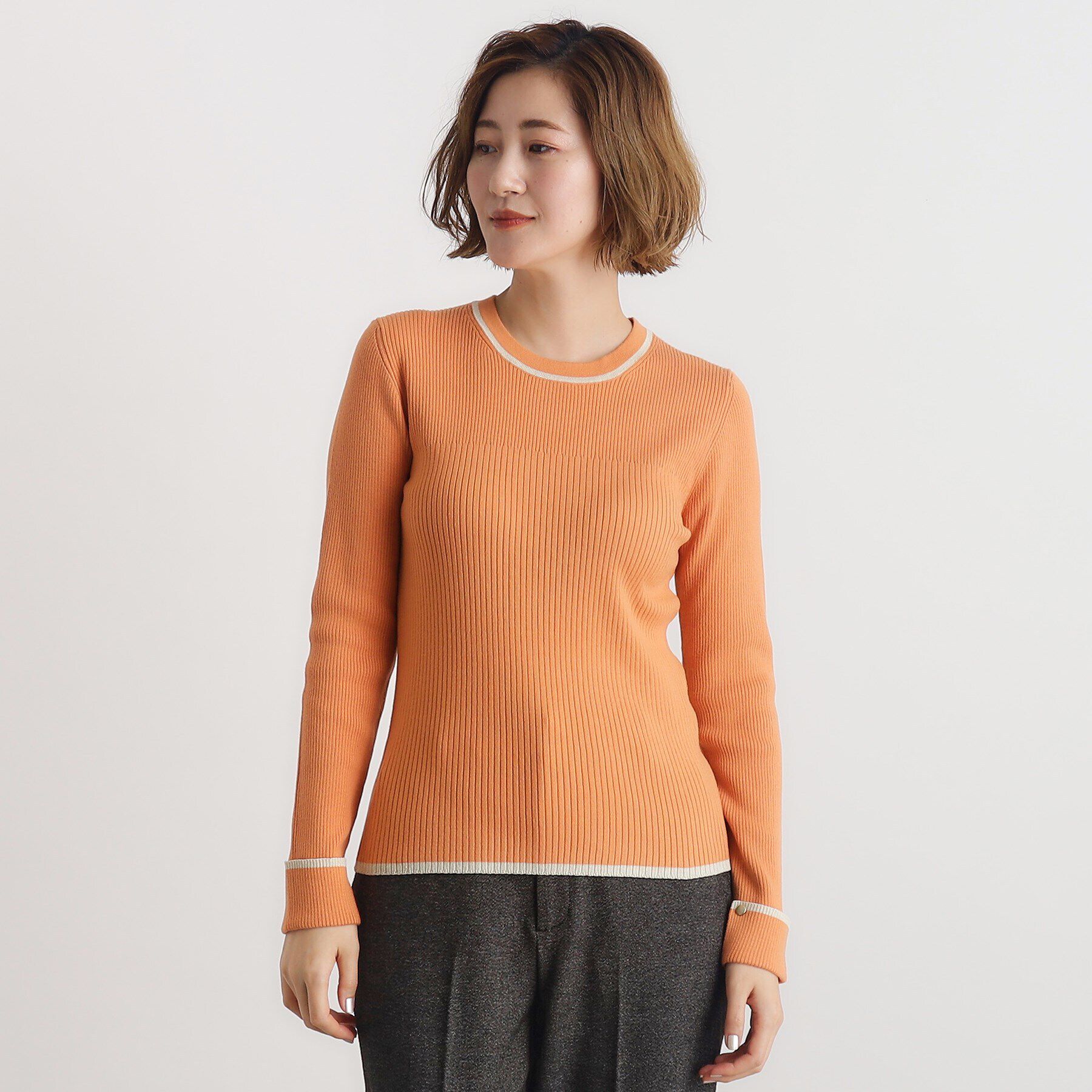 grove「ラメライン折り返しカフス袖ニットプルオーバー」|ニット・セーター|