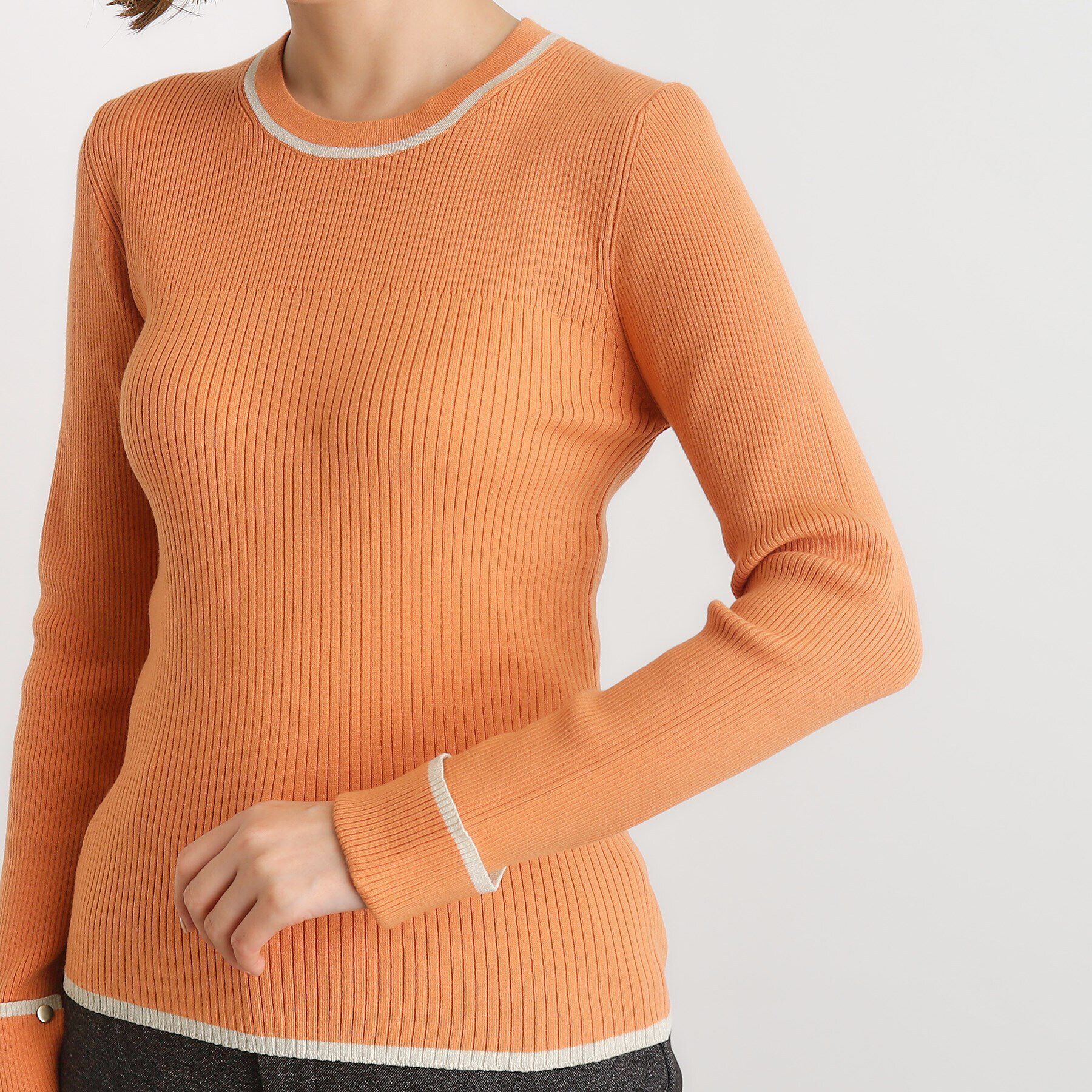 grove「ラメライン折り返しカフス袖ニットプルオーバー」|ニット・セーター|