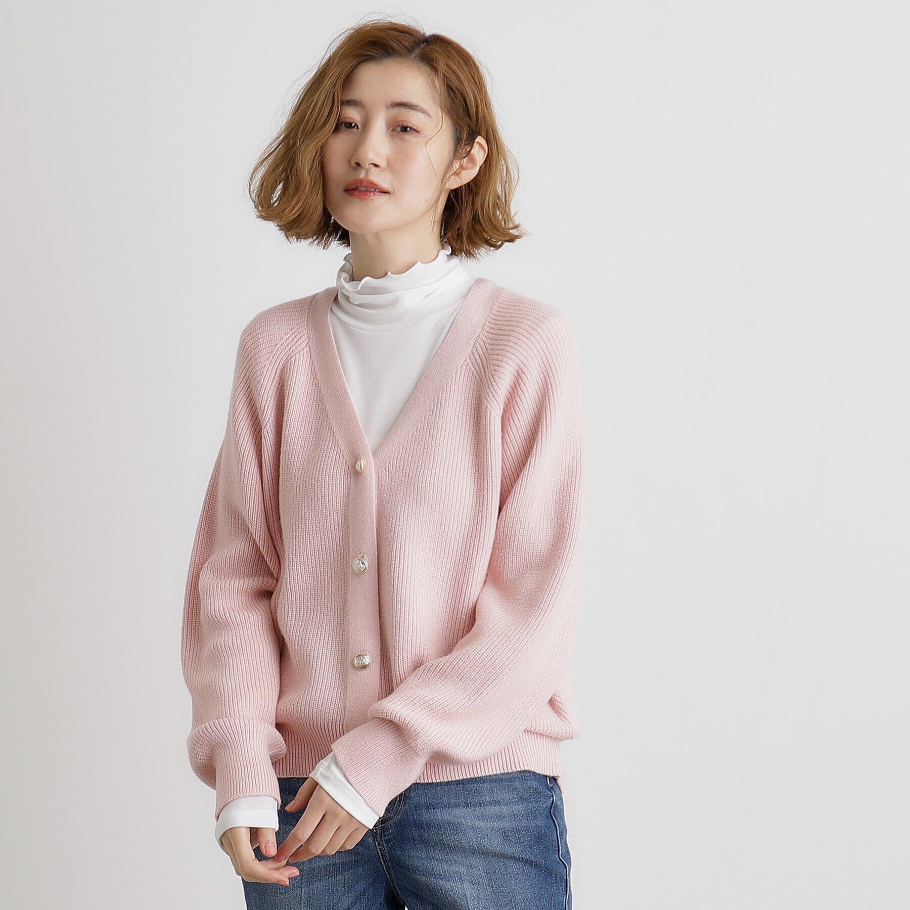 grove「金ボタン畦ラグランニットカーディガン」|カーディガン|