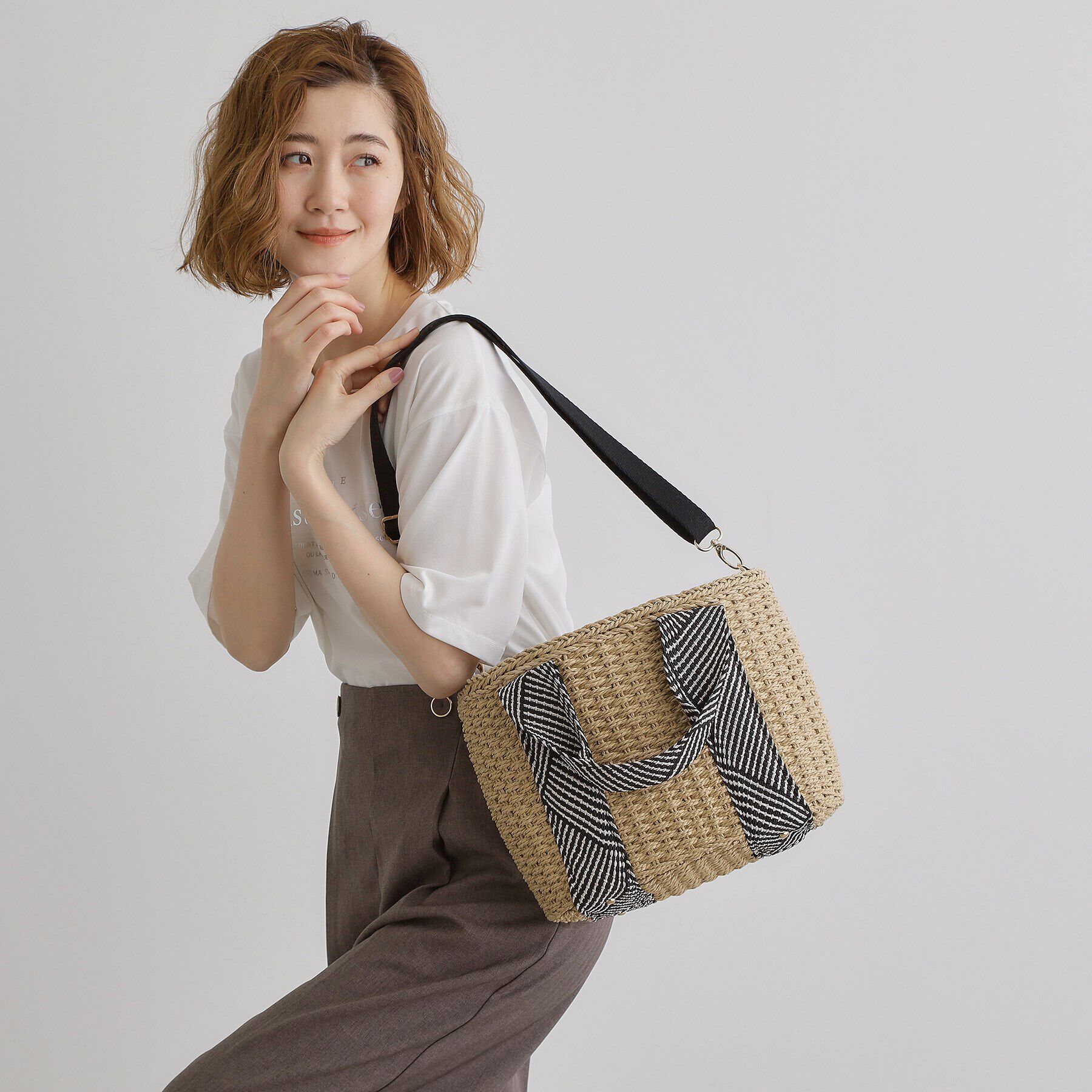 grove「ペーパー巾着コードラメ2WAYトート」|トートバッグ|