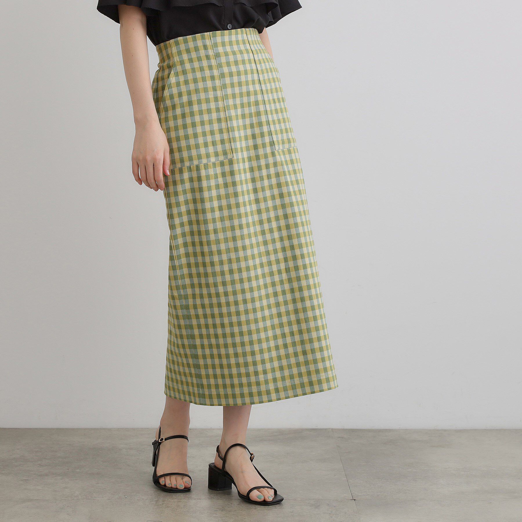 grove「楽ちんときれいを両立 ハイパーナロースカート」|スカート|イエローギンガム(2