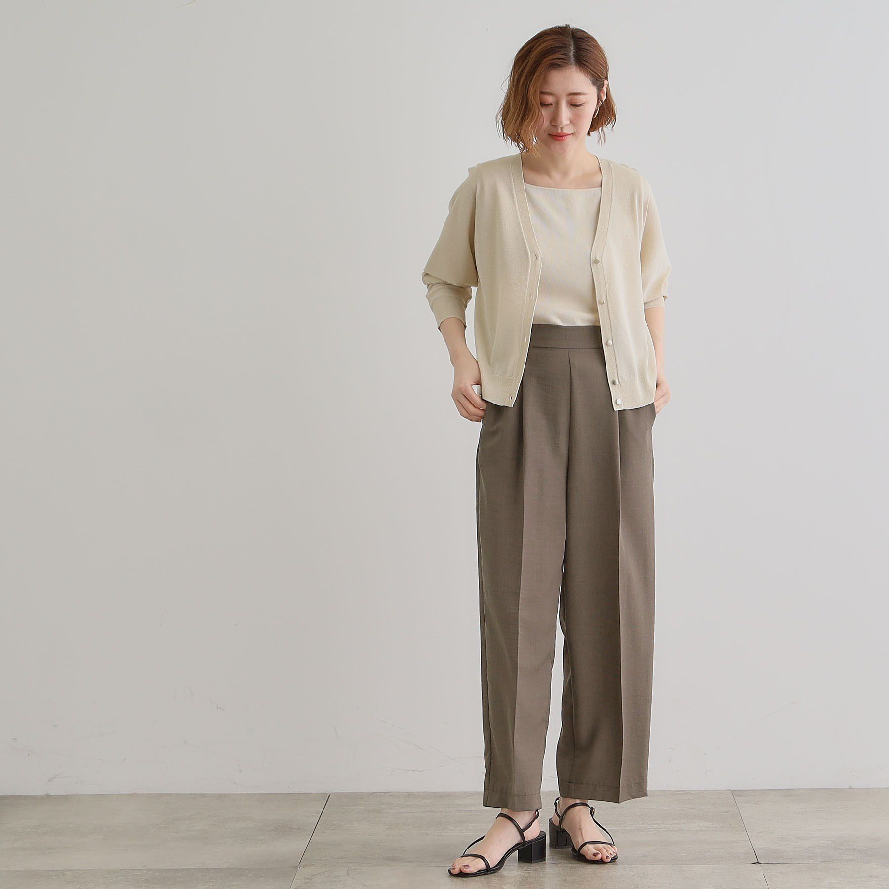 grove「【洗える・シワになりにくい】麻調センタープレスワイドパンツ」|その他|