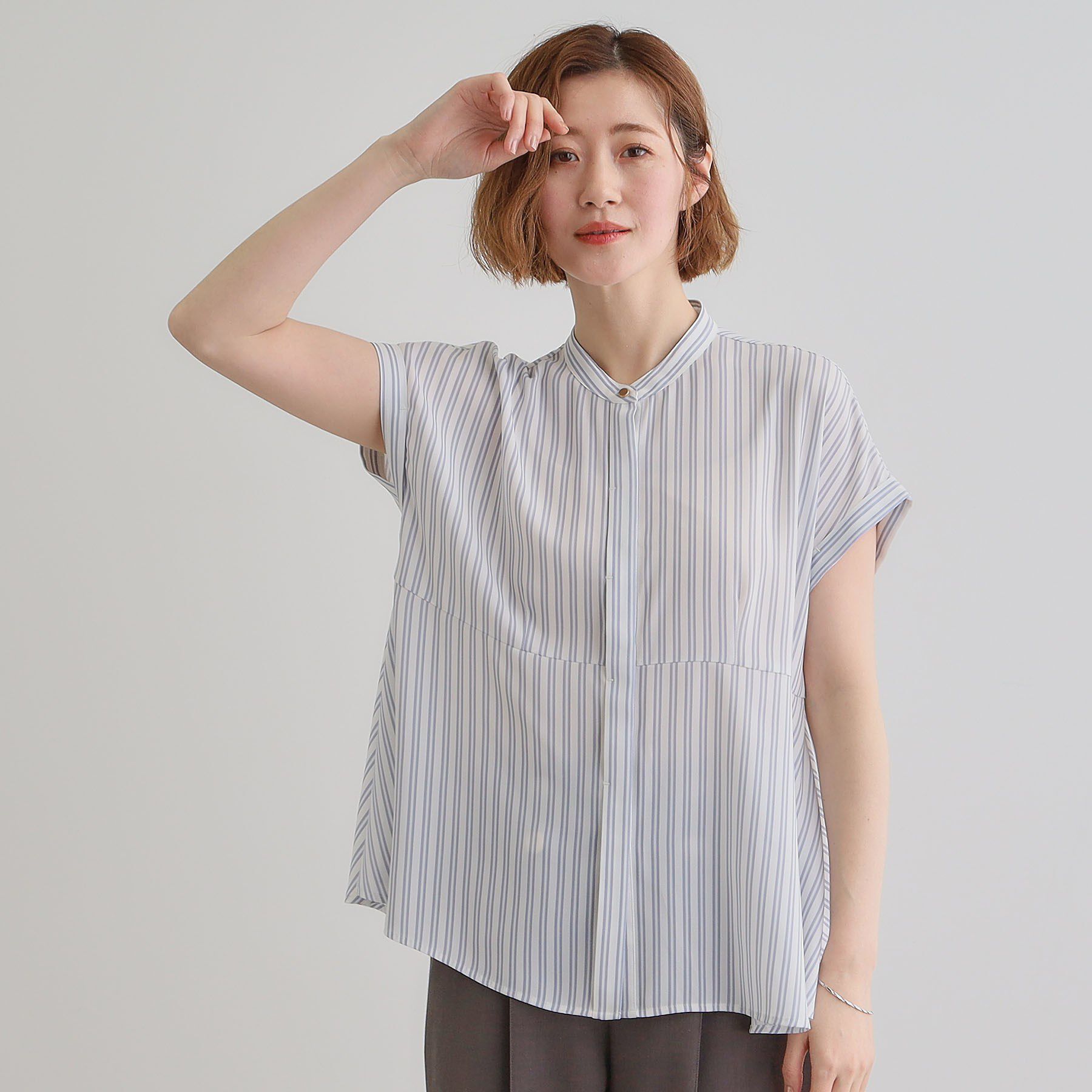 grove「きちんと感もこなれ感も1枚で叶う　優秀ペプラムシャツブラウス」|シャツ・ブラウス|オフ&times;ブルー(302