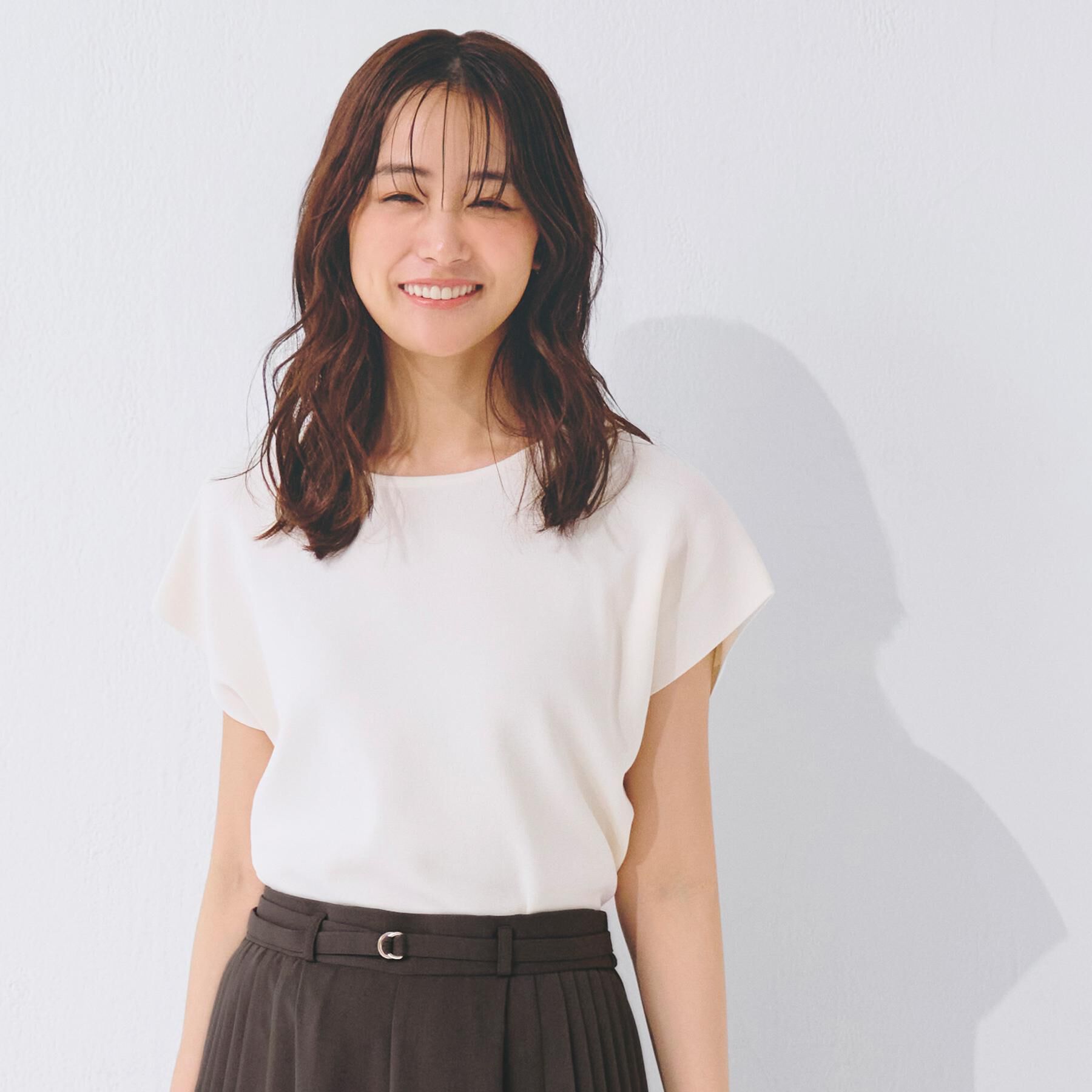 grove「【嬉しい機能付き】やわらかドライタッチフレンチスリーブニット」|ニット・セーター|オフホワイト(003