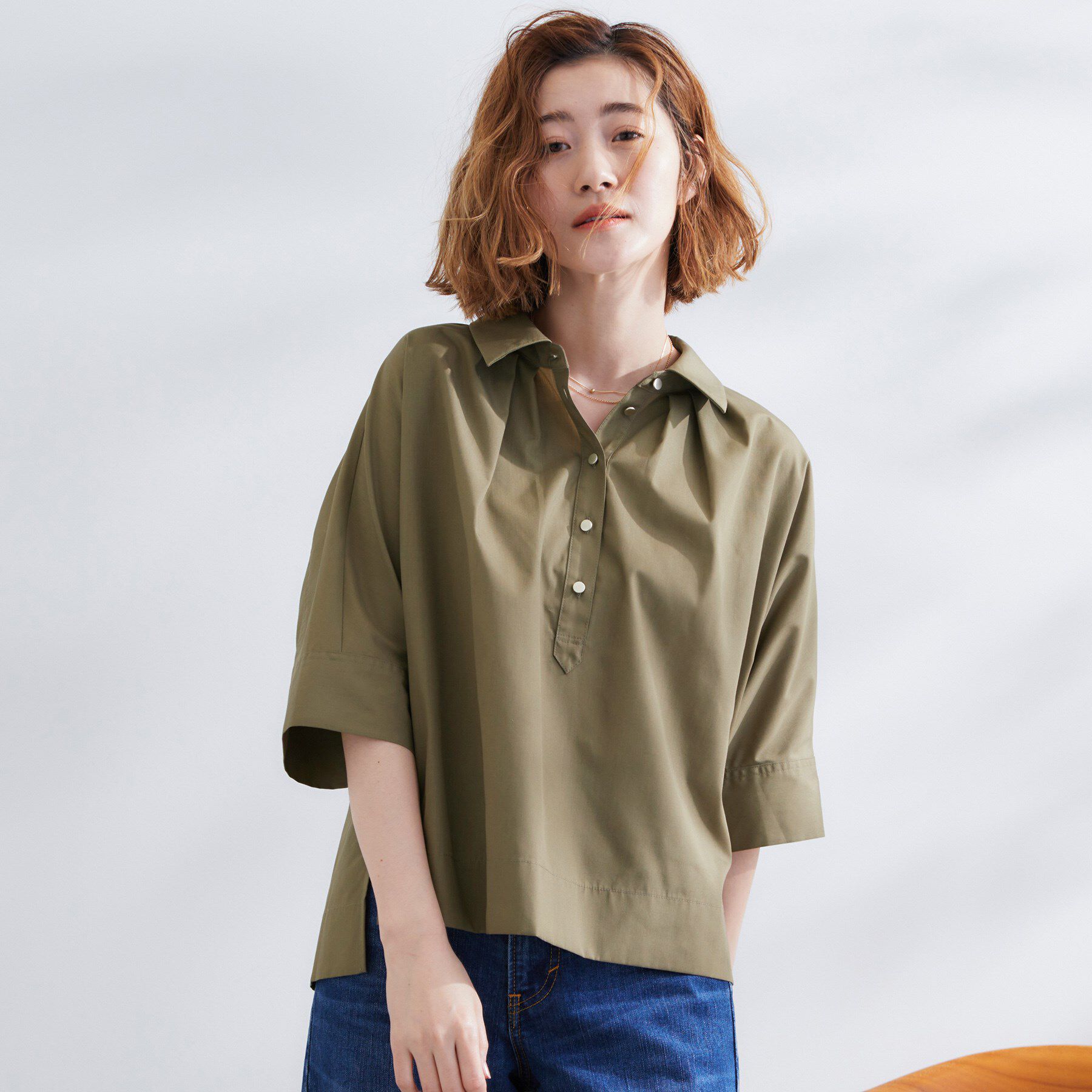 grove「【サスティナブル原料】衿付きドルマンタックシャツ」|シャツ・ブラウス|