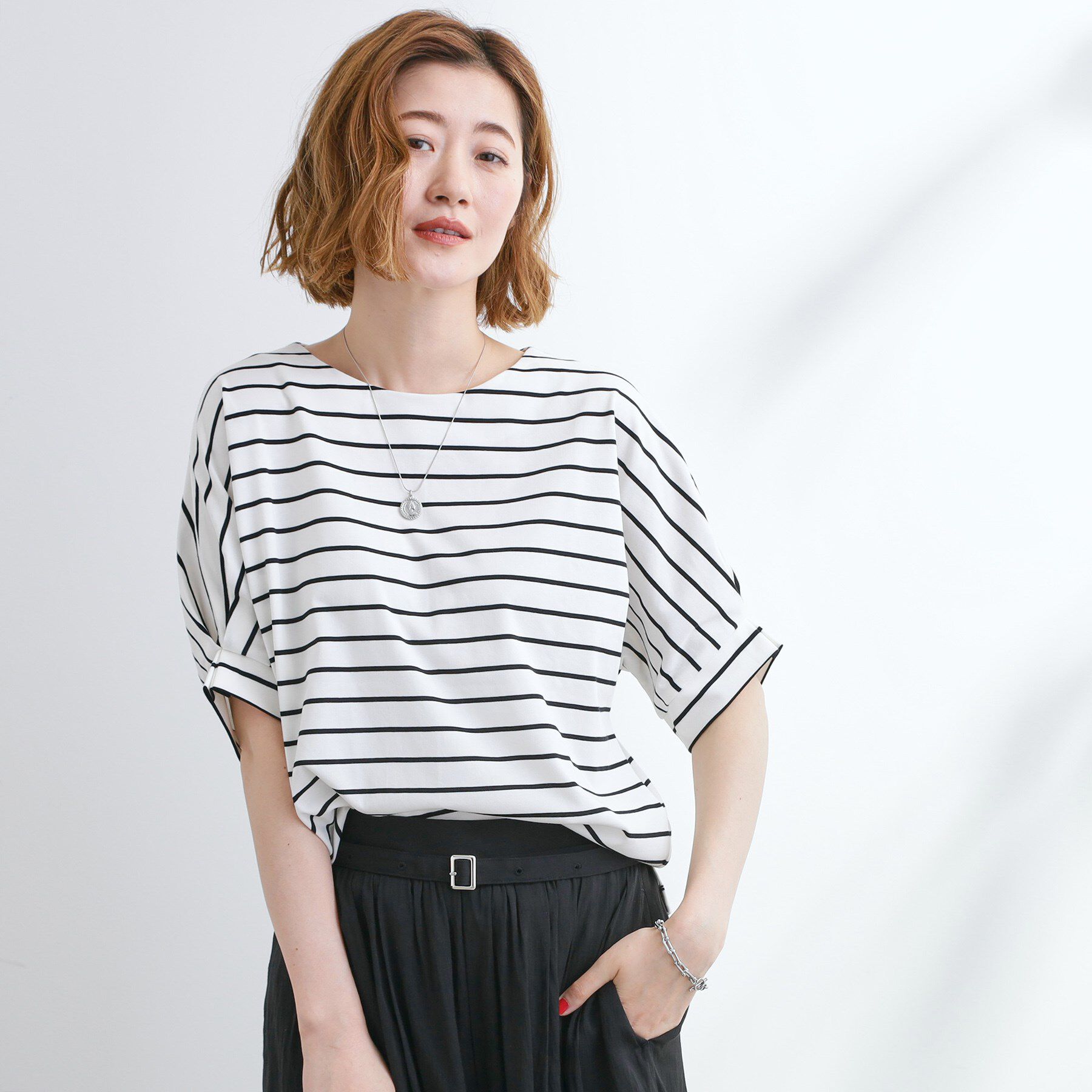 grove「【UVカット/ひんやり/二の腕カバー】タックドルマンプルオーバー」|Tシャツ・カットソー|