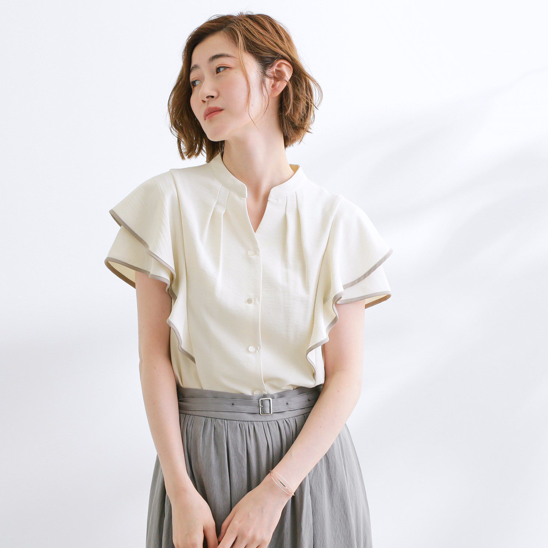 grove「【さらりと着られる】多機能フリルブラウス」|シャツ・ブラウス|