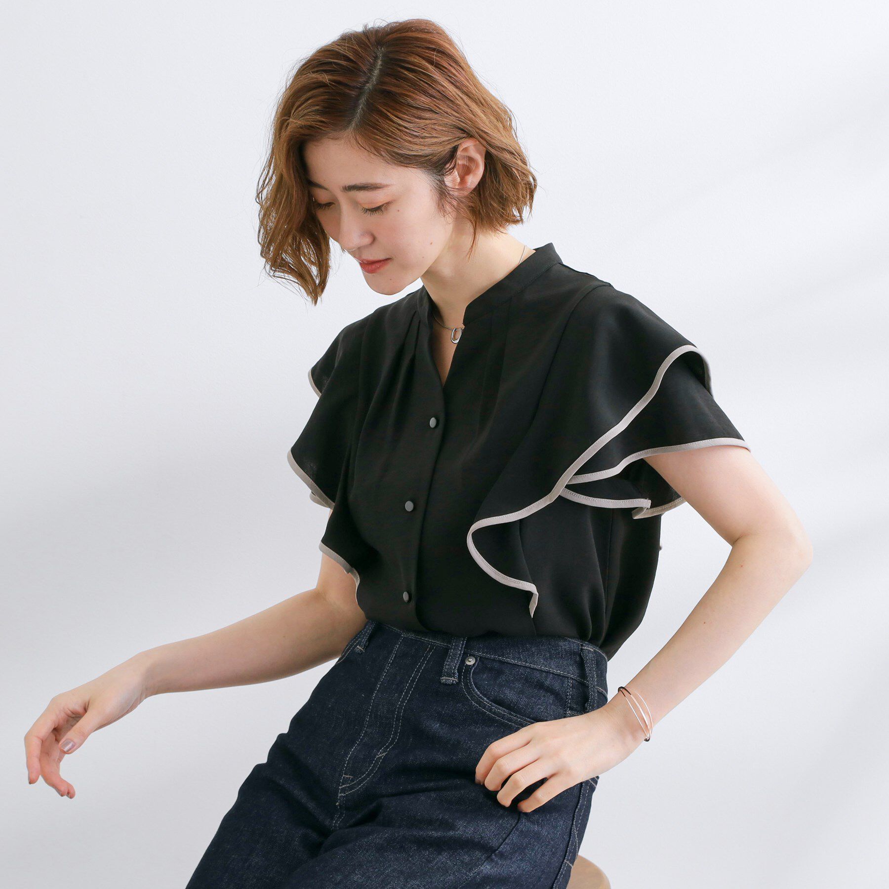 grove「【さらりと着られる】多機能フリルブラウス」|シャツ・ブラウス|