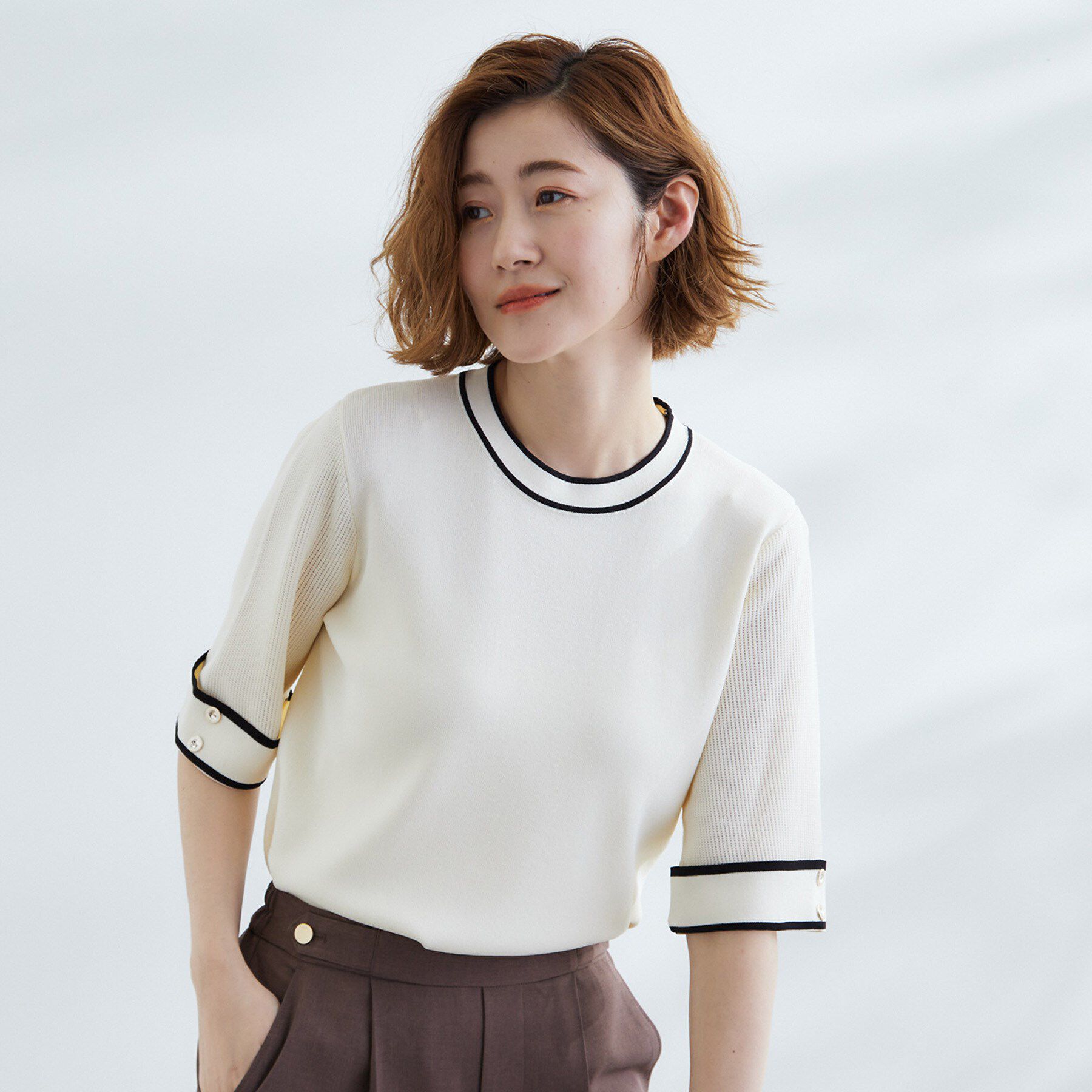 grove「【夏に嬉しい機能付き】やわらかドライタッチワイドスリーブプルオーバー」|ニット・セーター|アイボリー(504)