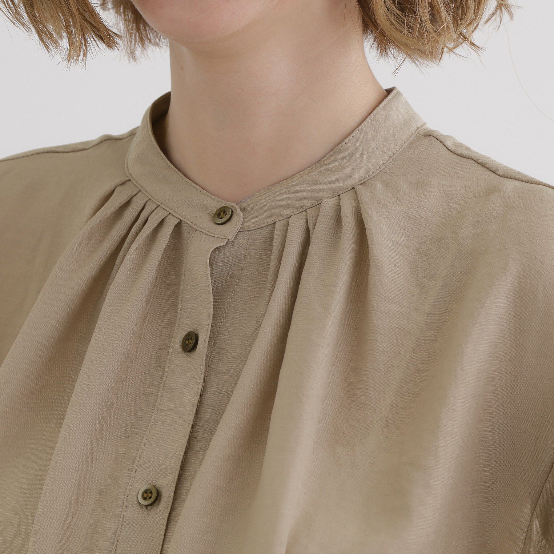 grove「【ひんやり/洗える】シアースタンドネックシャツブルゾン」|シャツ・ブラウス|