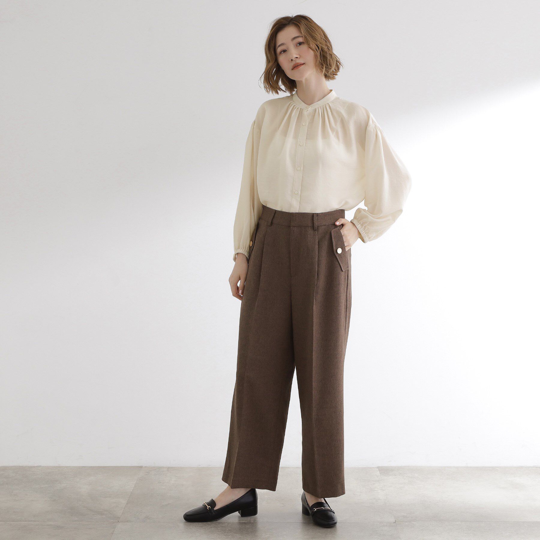 grove「【ひんやり/洗える】シアースタンドネックシャツブルゾン」|シャツ・ブラウス|