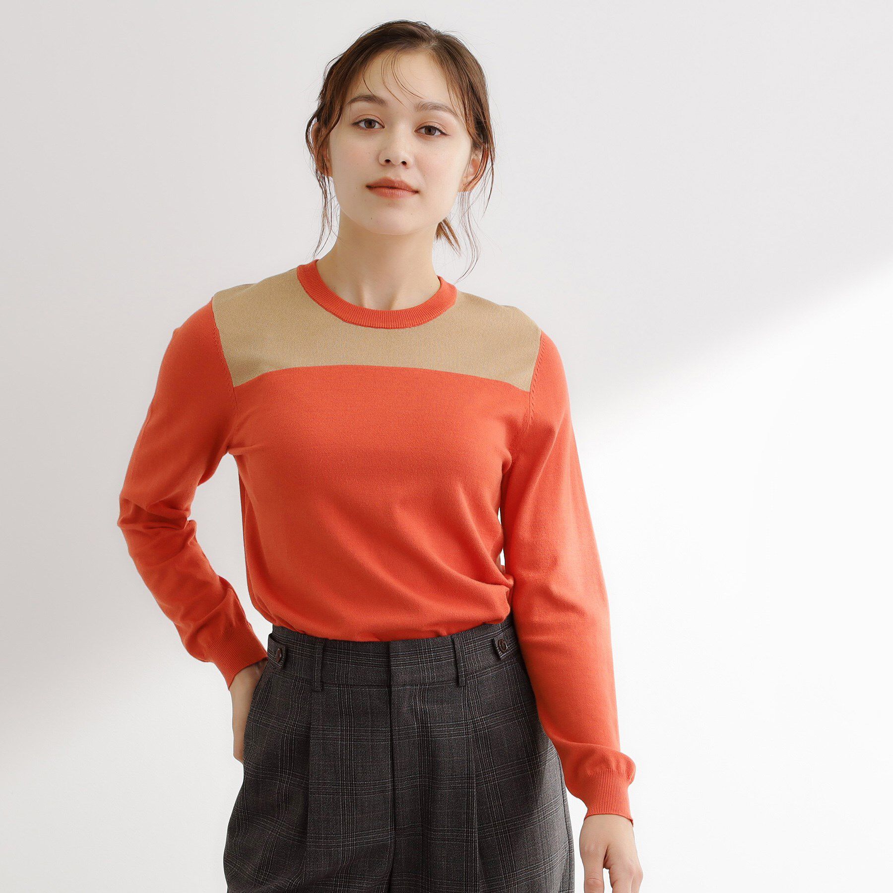 grove「【アンサンブル対応】バイカラー切替ニット」|ニット・セーター|