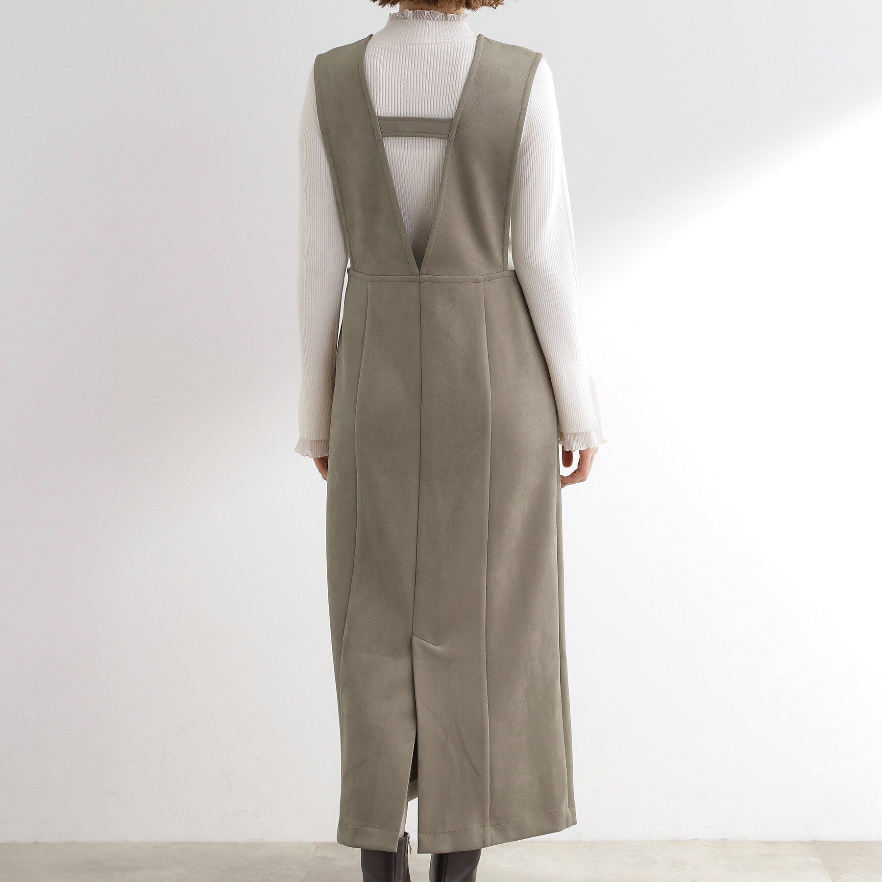 grove「【秋から冬まで活躍】スエードライクジャンパードレス」|ワンピース|