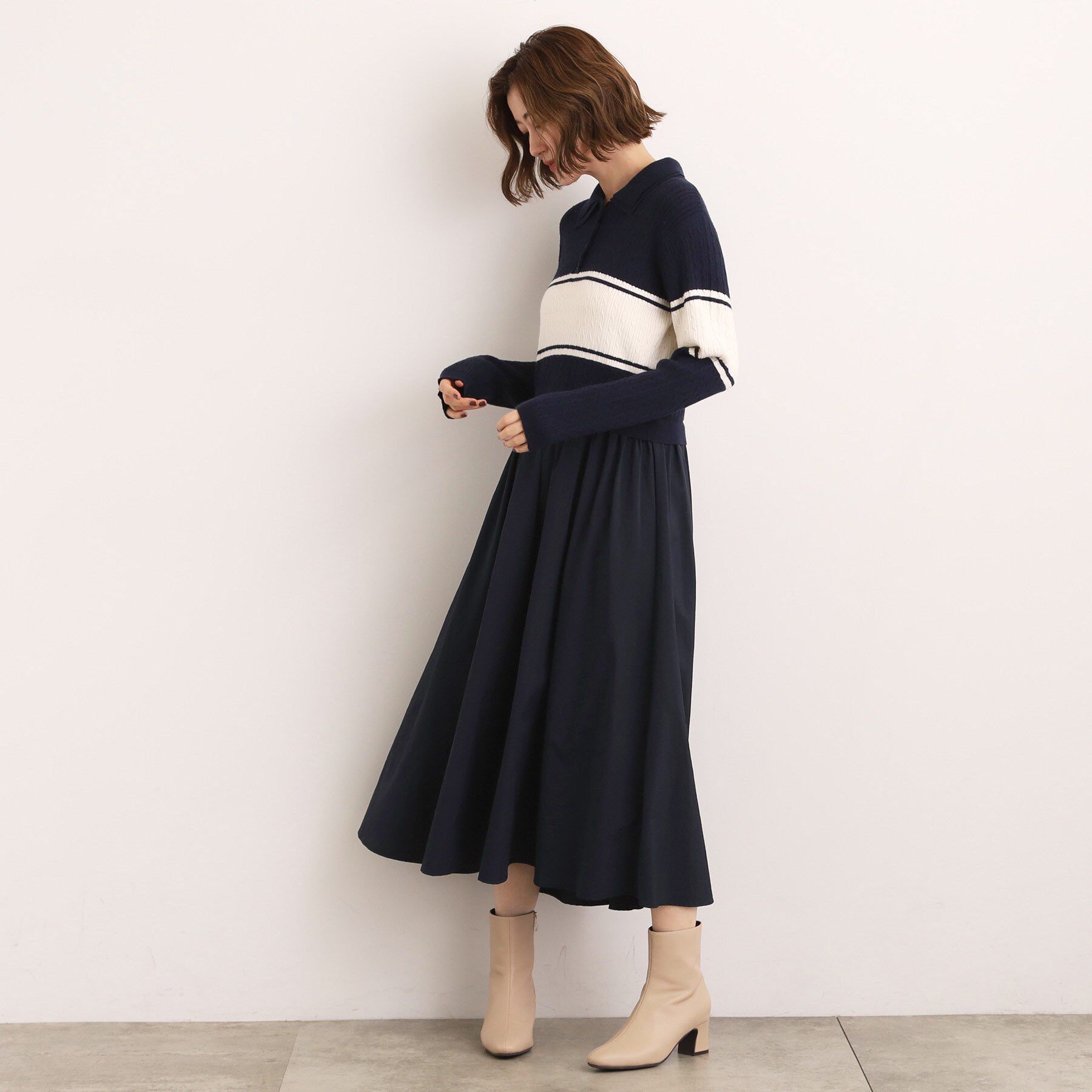 grove「【時短コーデ】ポロニットドッキングワンピース」|ワンピース|