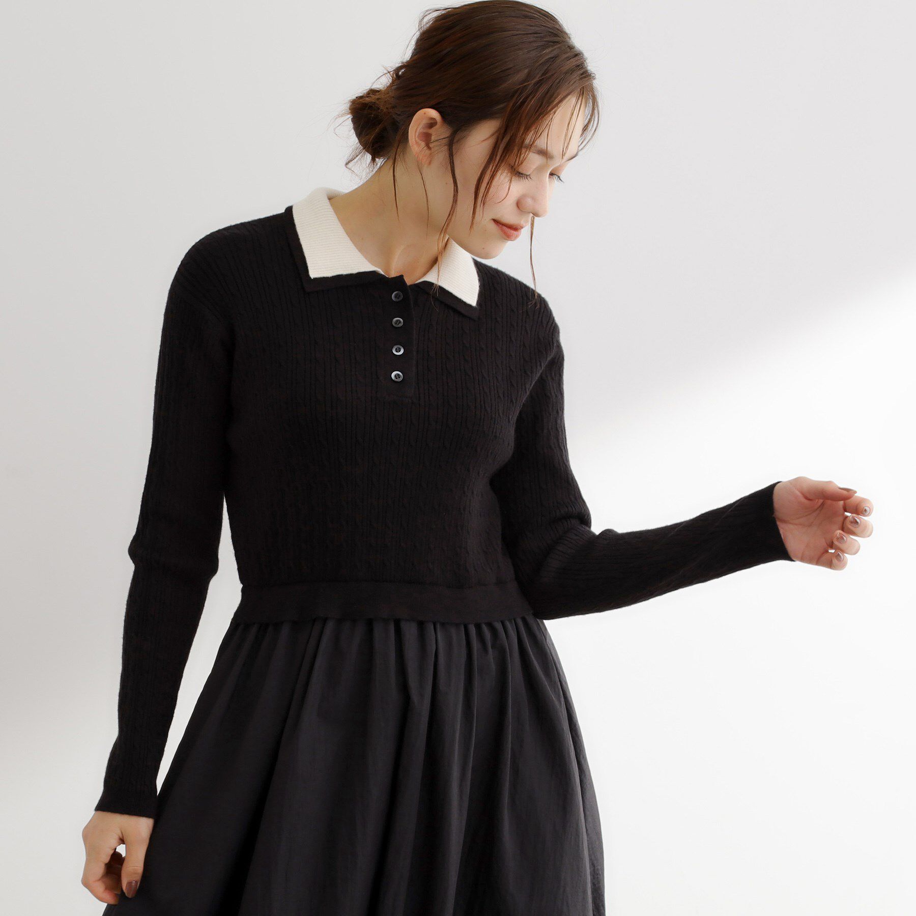 grove「【時短コーデ】ポロニットドッキングワンピース」|ワンピース|