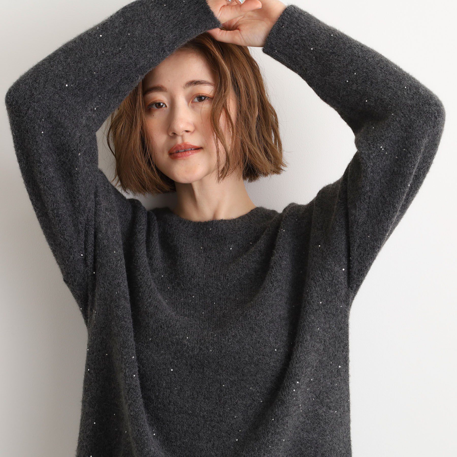 grove「華やぎ冬ニット　ミニスパンコールフェザーニット」|ニット・セーター|