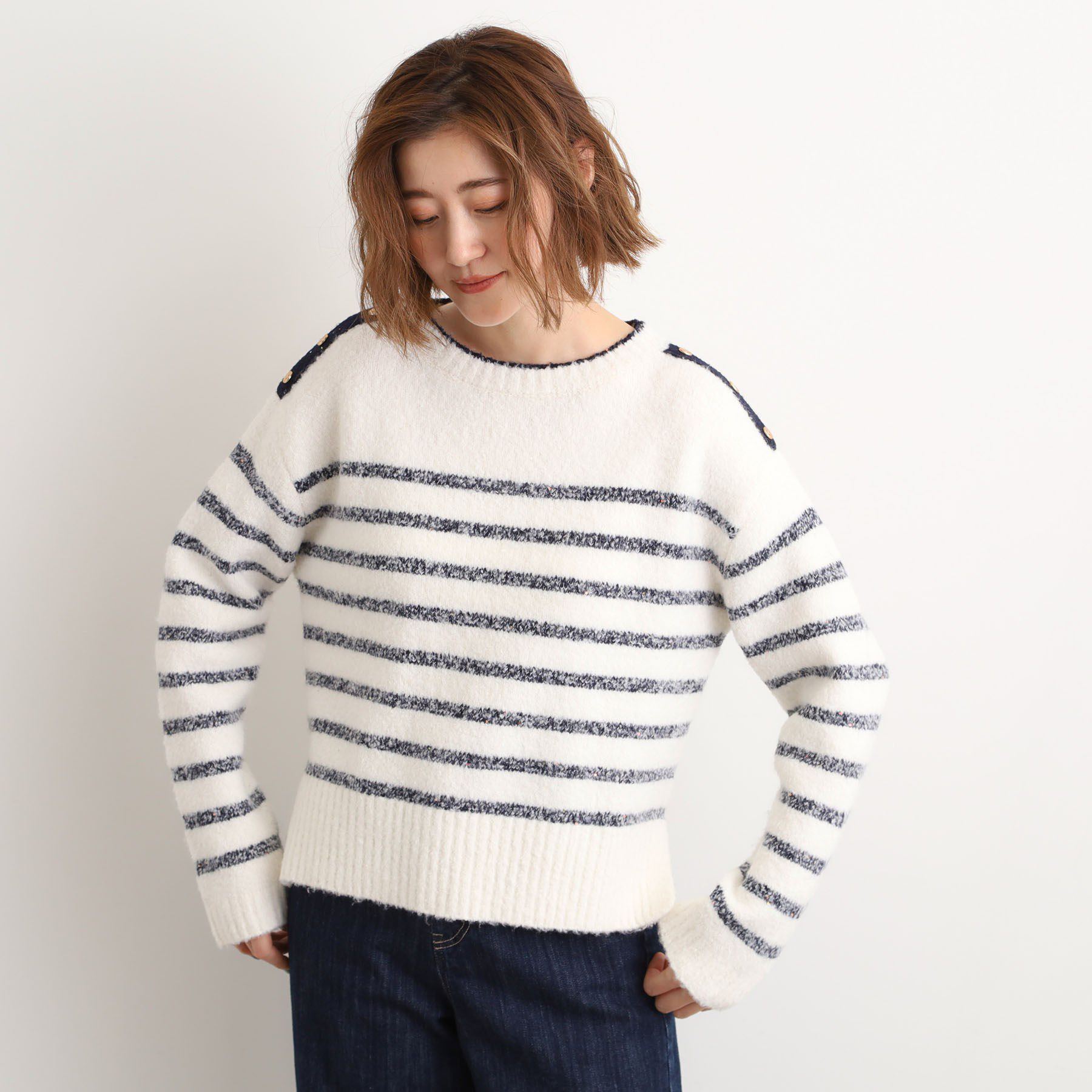 grove「ボーダーブークレーニット」|ニット・セーター|