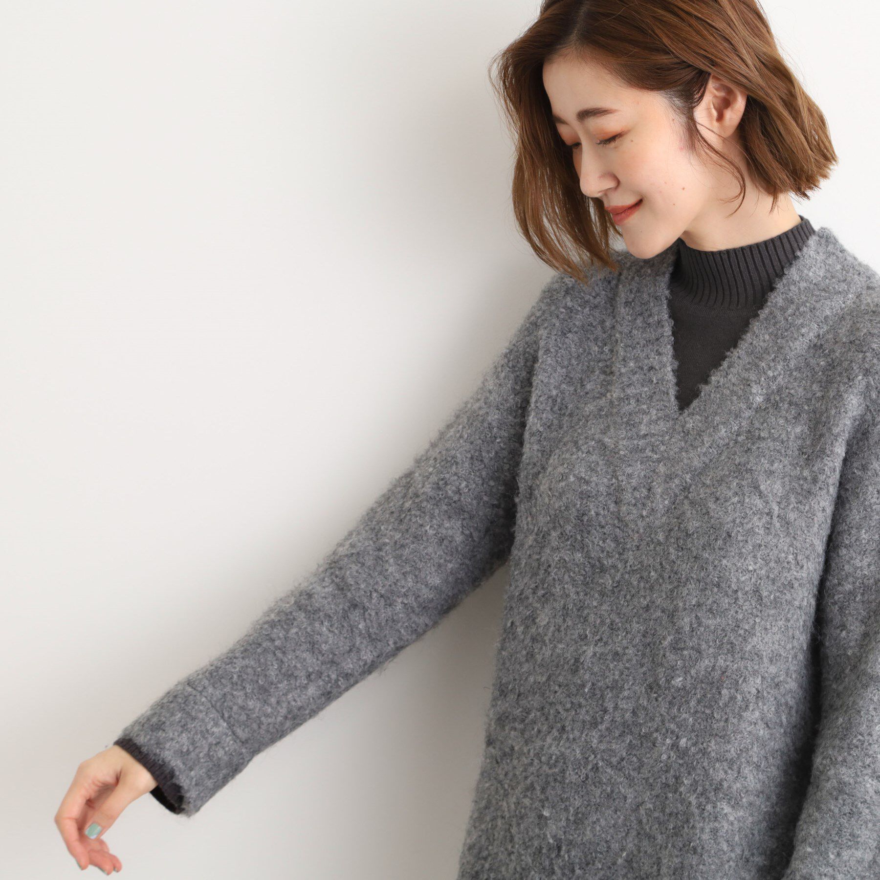 grove「一枚でレイヤードコーデ完成！ブークレーニットワンピース」|ワンピース|