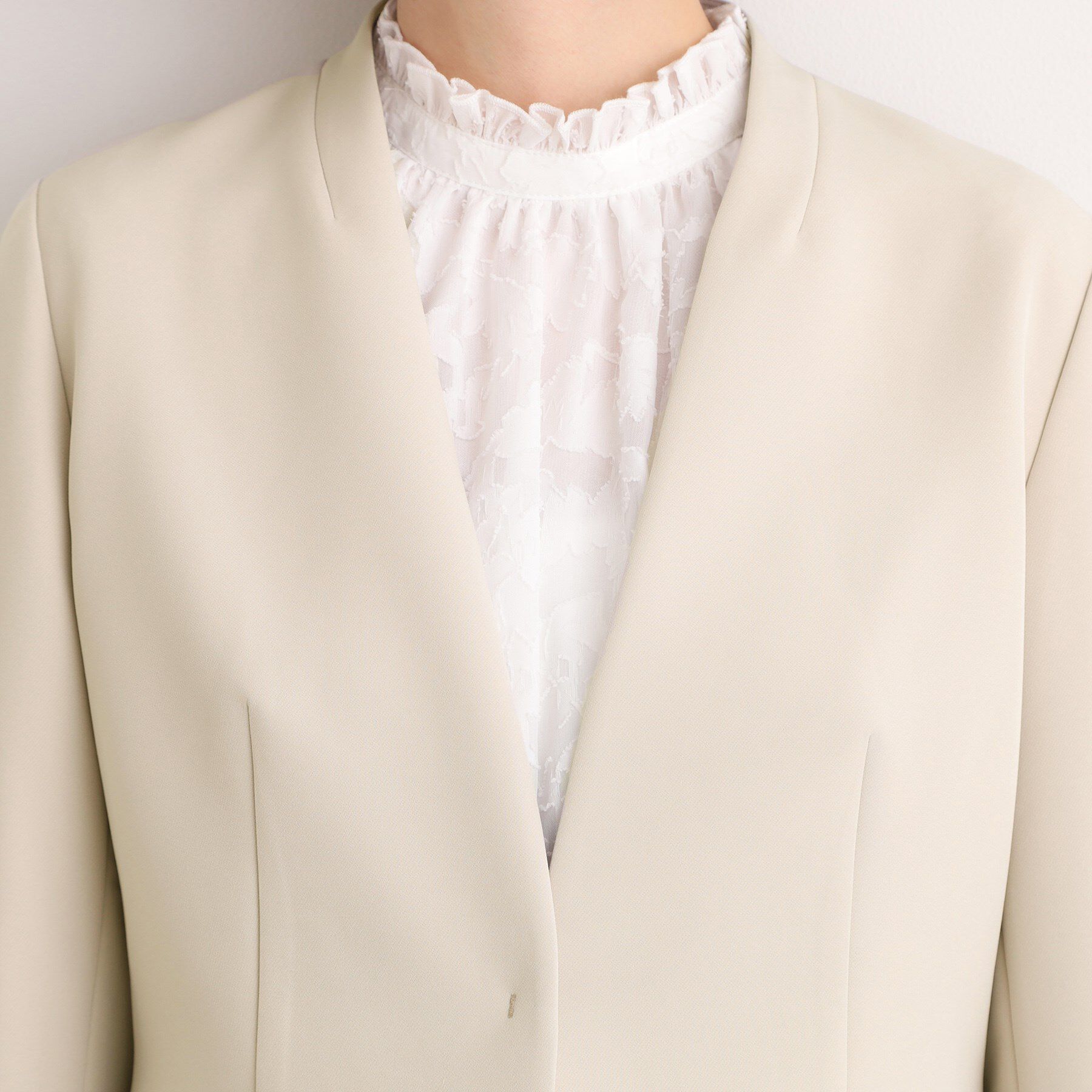 grove「【マシンウォッシュ／防シワ】Wクロスノーカラージャケット」|ノーカラージャケット|