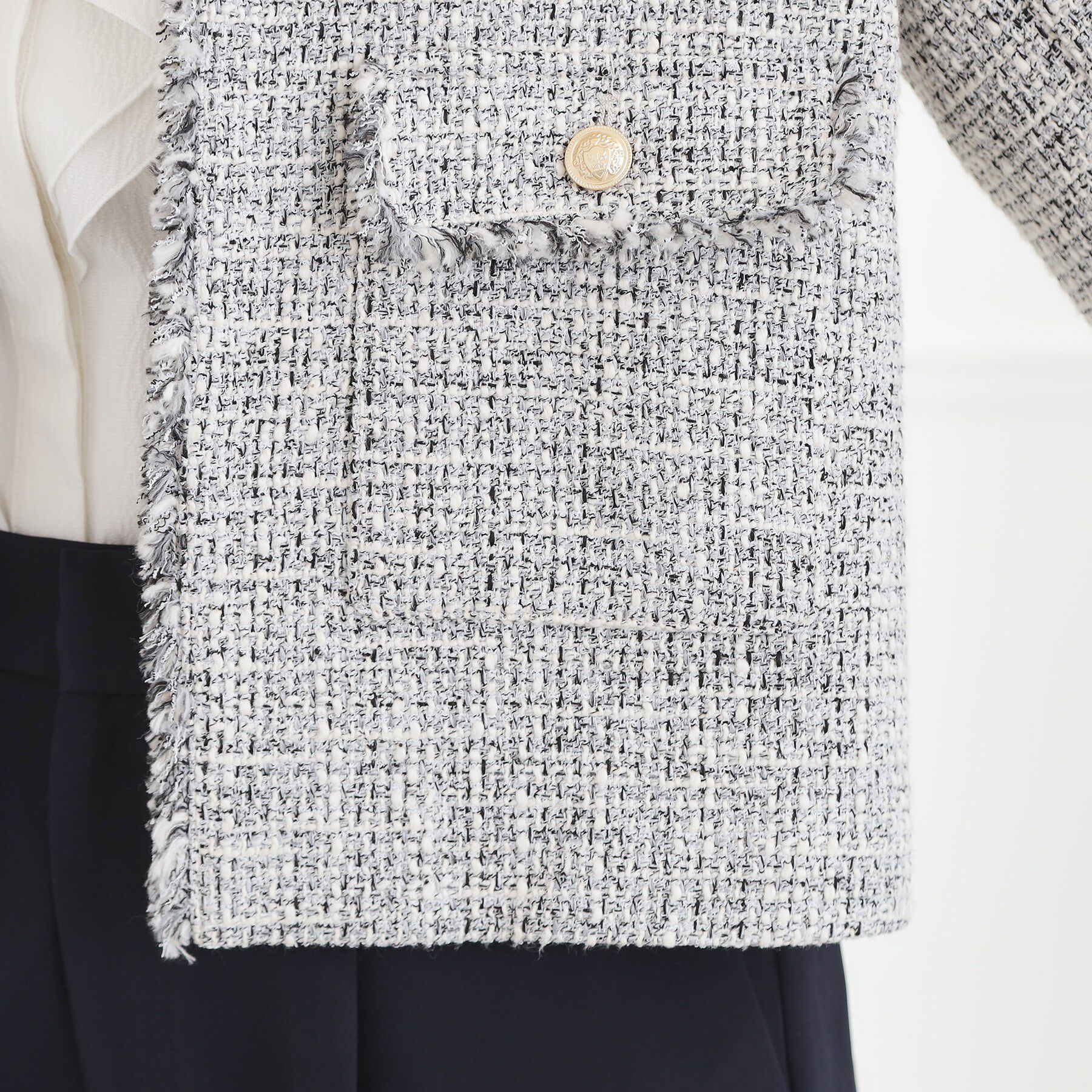 grove「ショートツイードジャケット」|ノーカラージャケット|