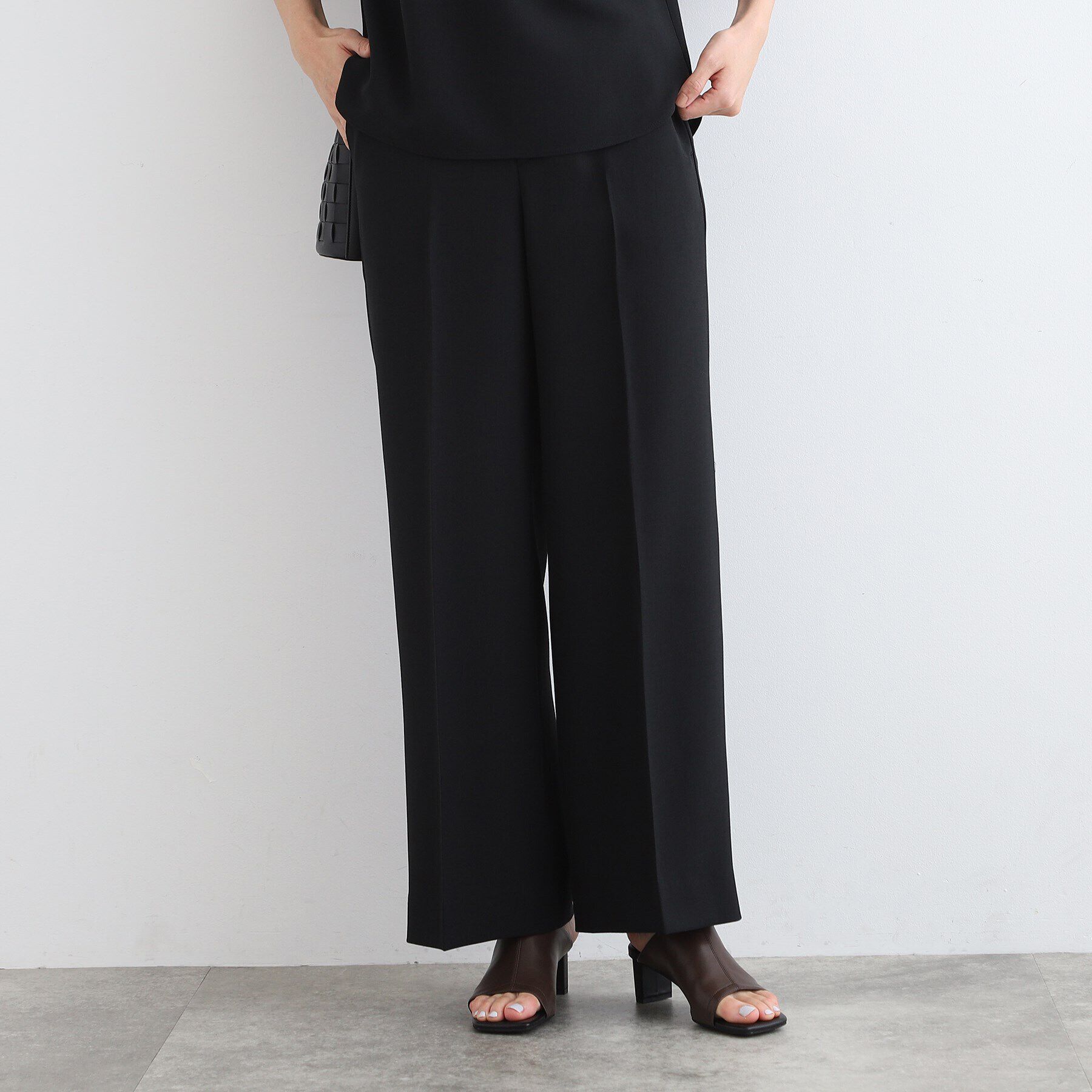 INDIVI「【洗える／UVケア／SETUP可能】ウール調ワイドパンツ」|スーツ|