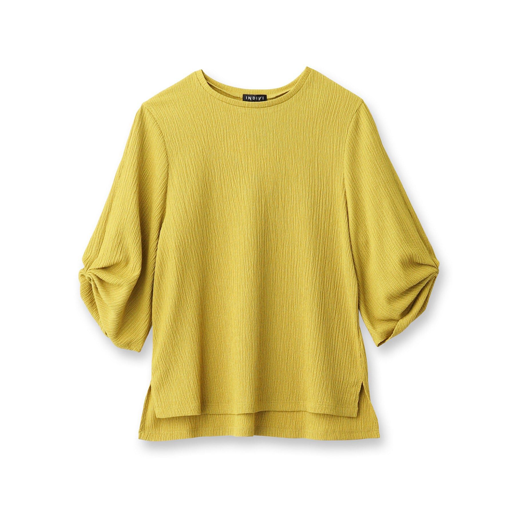 INDIVI「【洗える／UVケア／凹凸素材】タックスリーブトップス」|Tシャツ・カットソー|