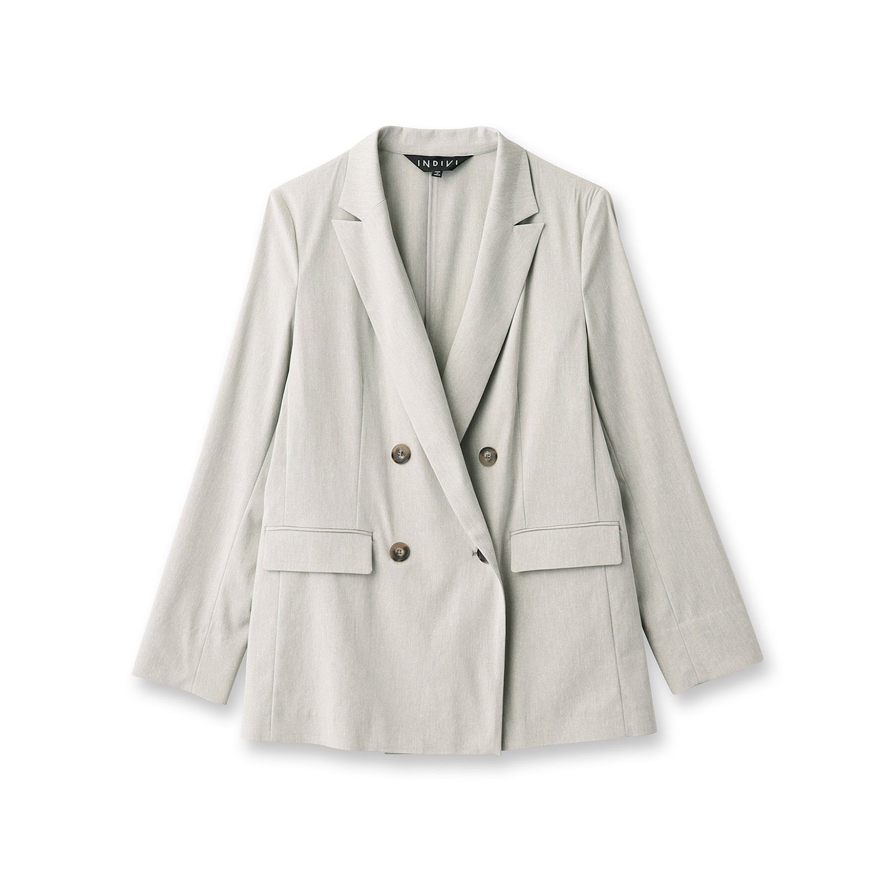INDIVI「【洗える／UVケア／接触冷感／SETUP可能】麻混テーラードダブルジャケット」|スーツ|
