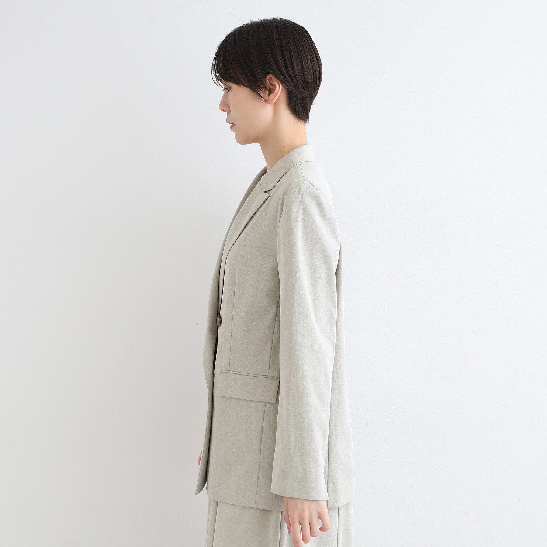 INDIVI「【洗える／UVケア／接触冷感／SETUP可能】麻混テーラードダブルジャケット」|スーツ|