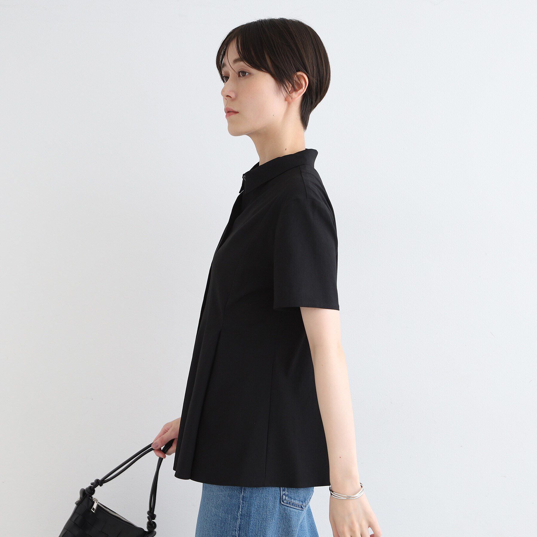 INDIVI「【洗える／UVケア／接触冷感／SETUP可能】麻混切り替えデザインブラウス」|シャツ・ブラウス|