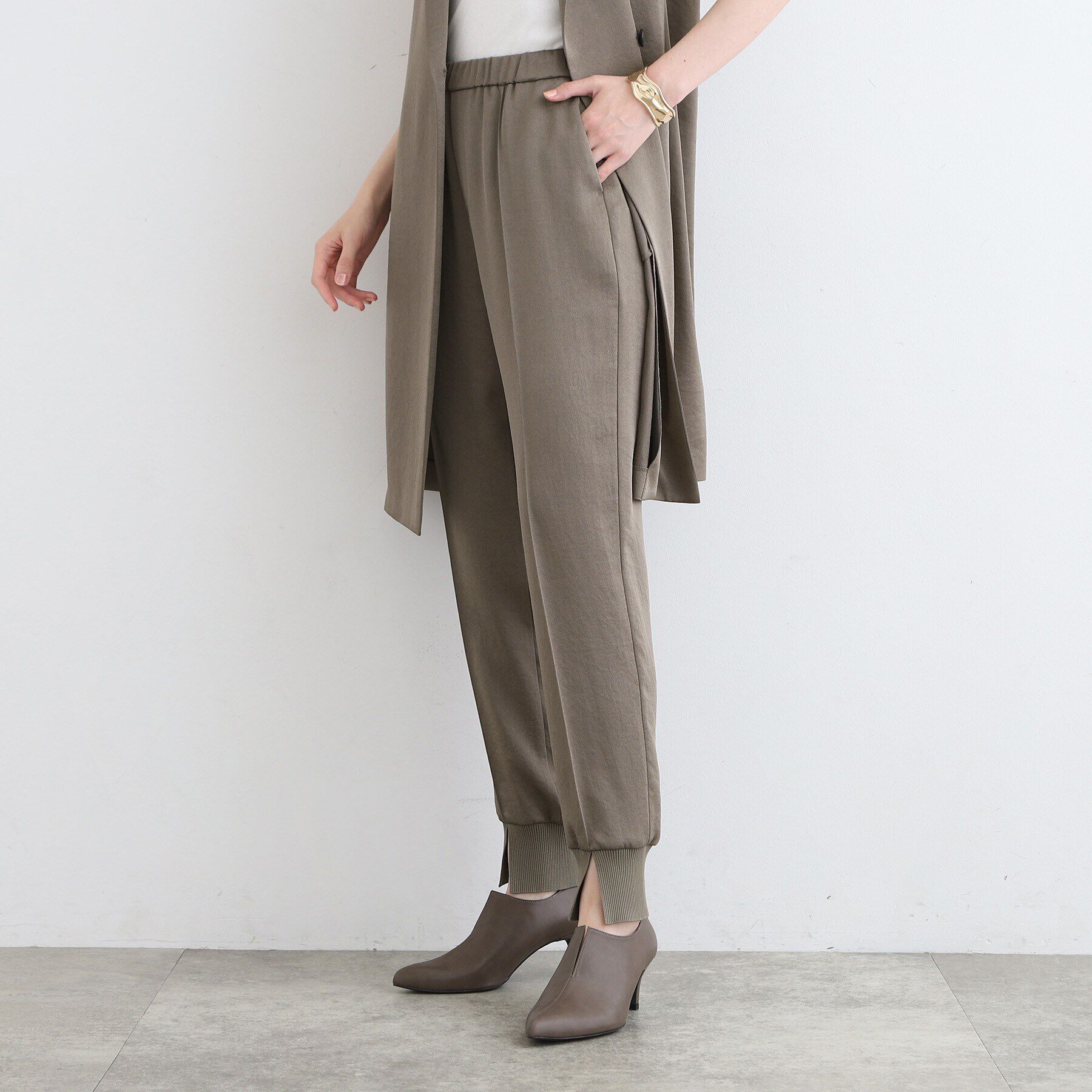 INDIVI「【こなれSETUP／洗える／サテン】ジョグパンツ」|その他|