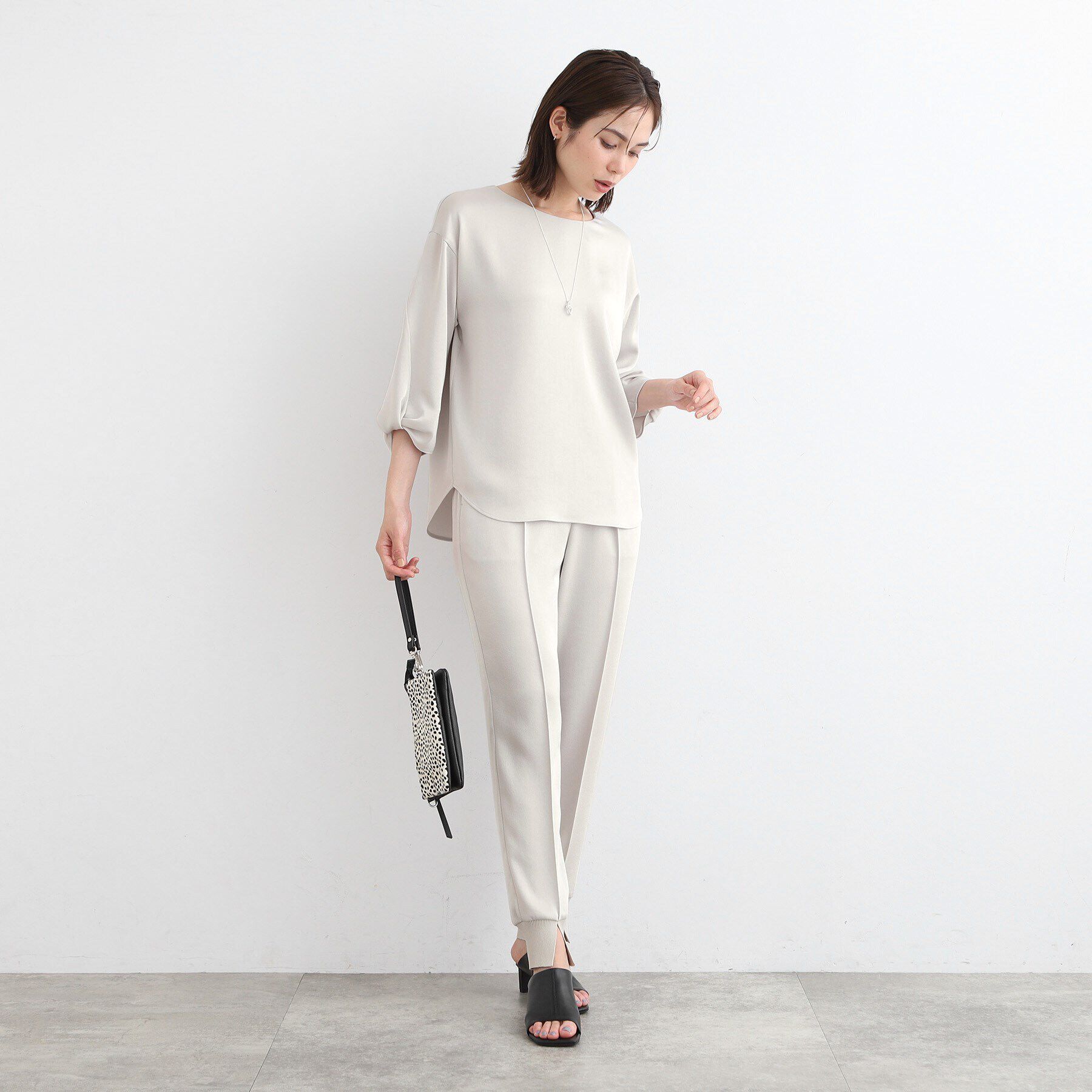 INDIVI「【こなれSETUP／洗える／サテン】ジョグパンツ」|その他|