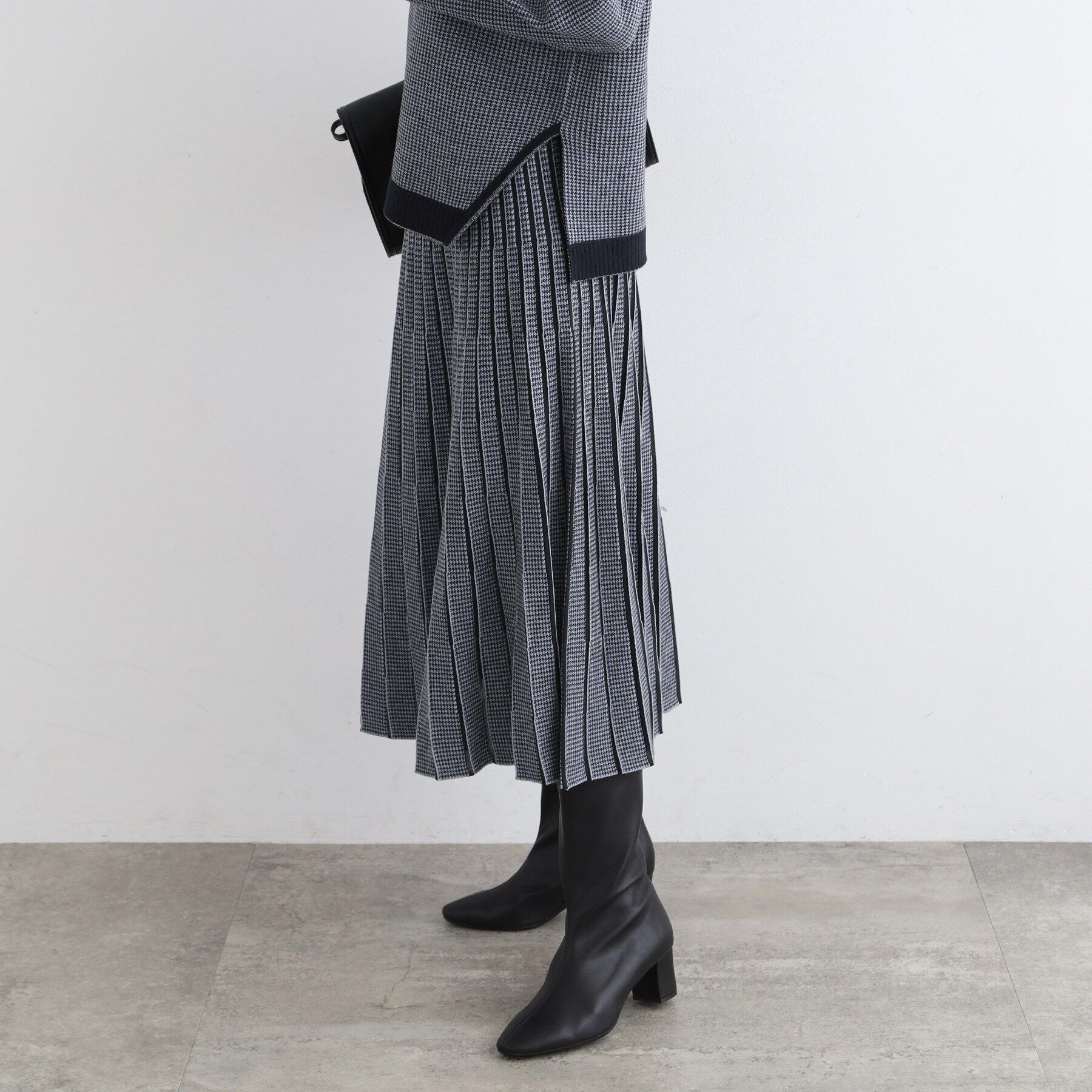 INDIVI「【洗える／SETUP可能】ジャカードニットプリーツスカート」|スカート|