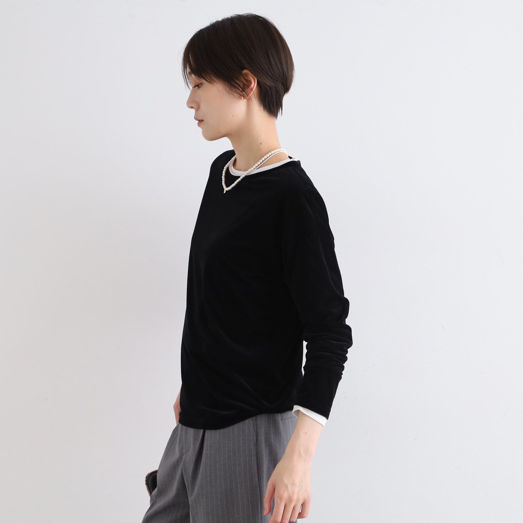 INDIVI「【洗える】コンパクトベロアカットソー」|Tシャツ・カットソー|